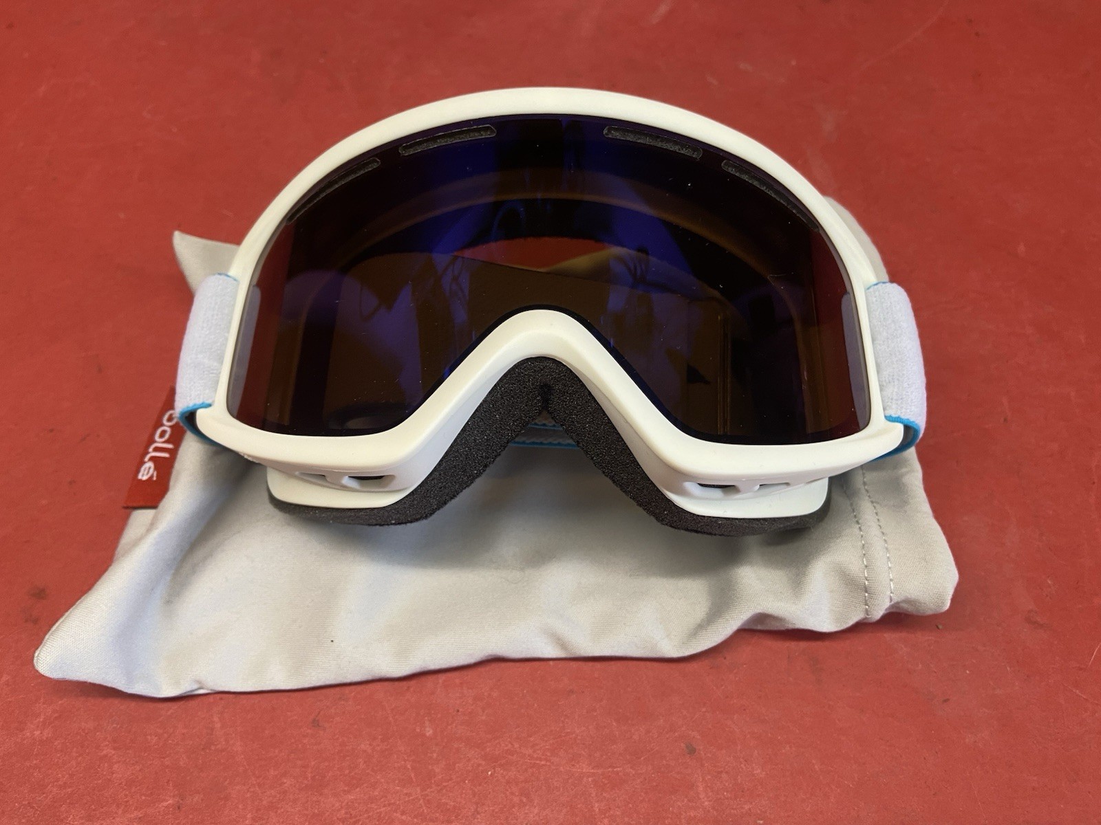 Bolle Schuss Ski Snowboard Goggles Matte White Frame Bronze Blue Mirror Lens S3