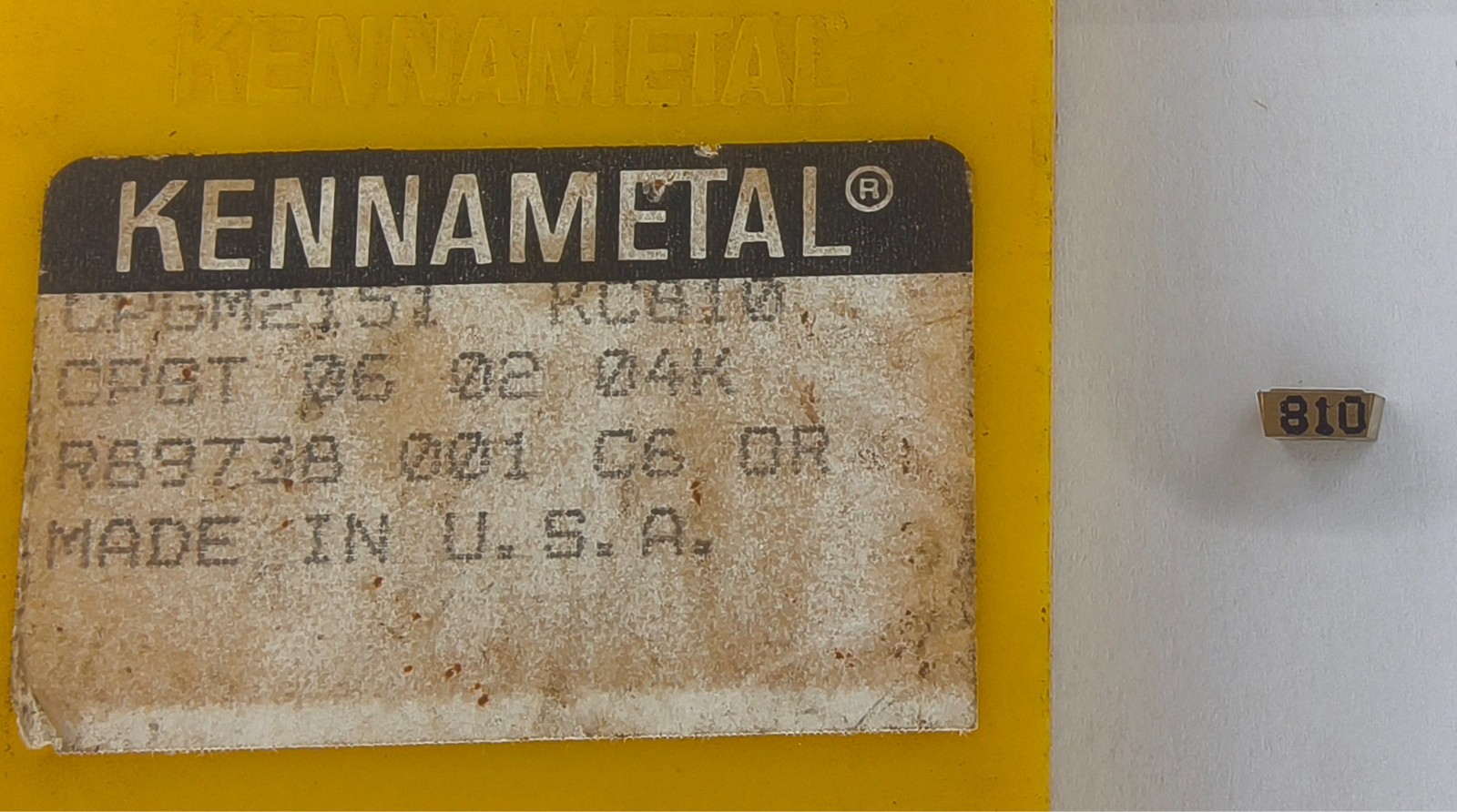 KENNAMETAL CPGM2151 KC810 CGT06 02 04K R89738 001 MADE IN U. S. A.
