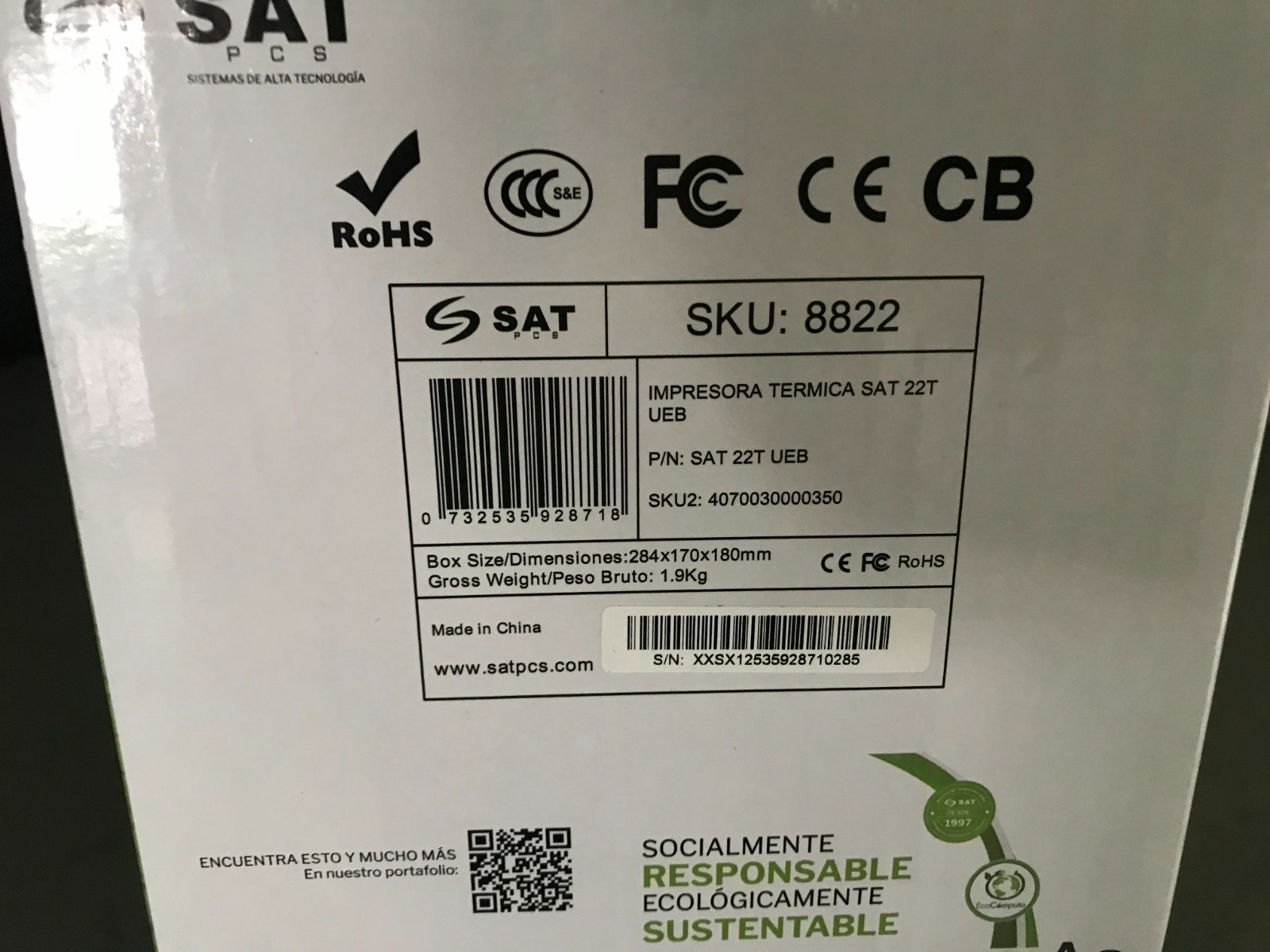 PRINTER SAT RECEIPT THERMAL PRINTER 22T UEB