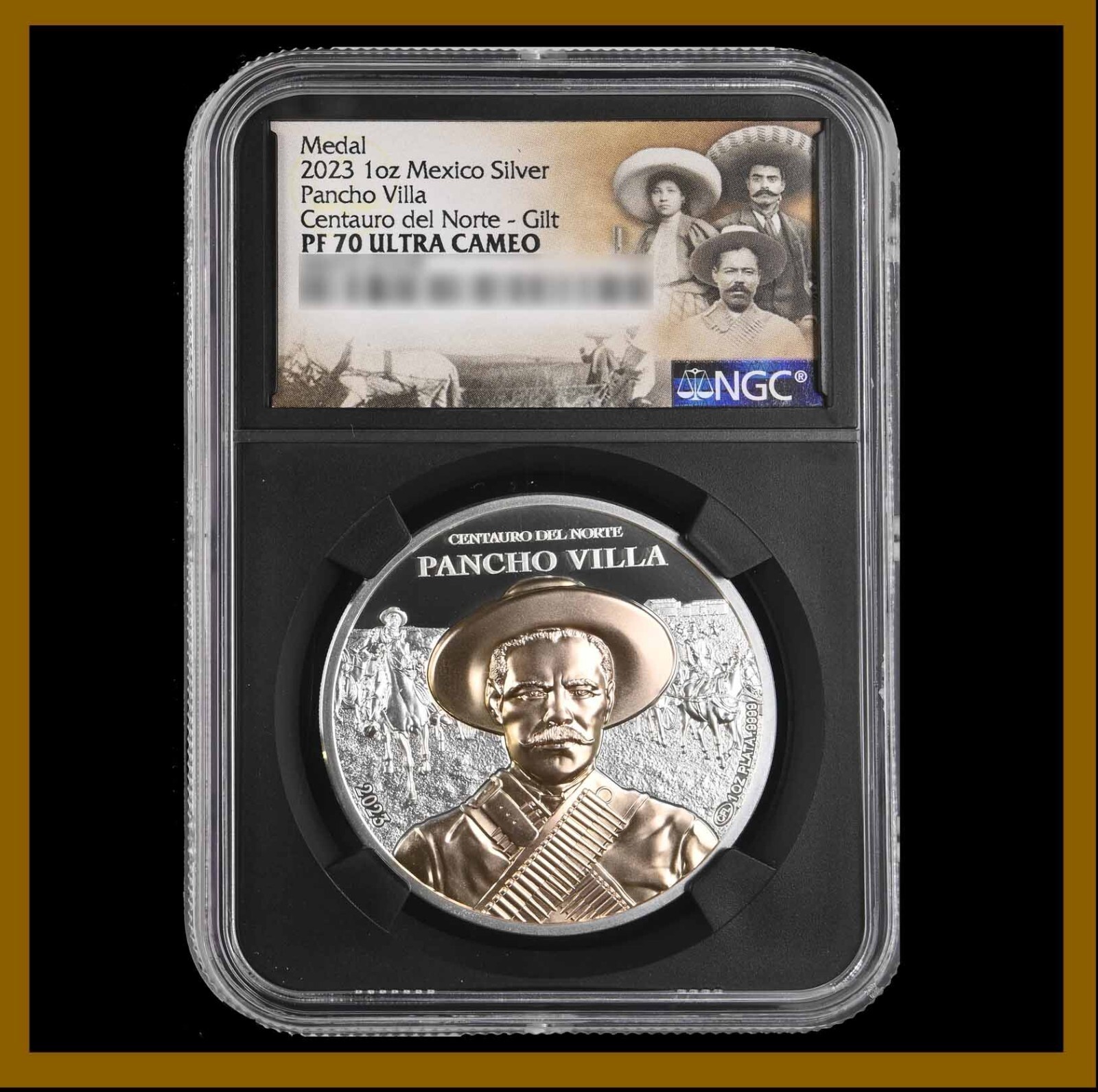 Mexico 1 oz Silver Medal Coin Pancho Villa , 2023 NGC PF 70, Not Official