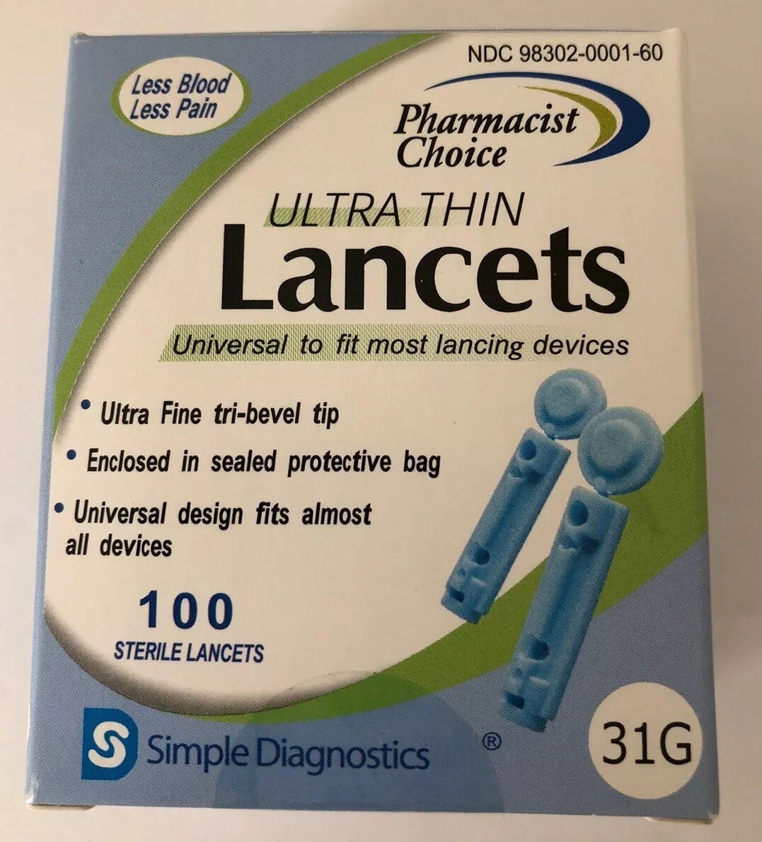 100 Pharmacist Choice Ultra Thin Lancets 31 gauge[1-100ct Box]
