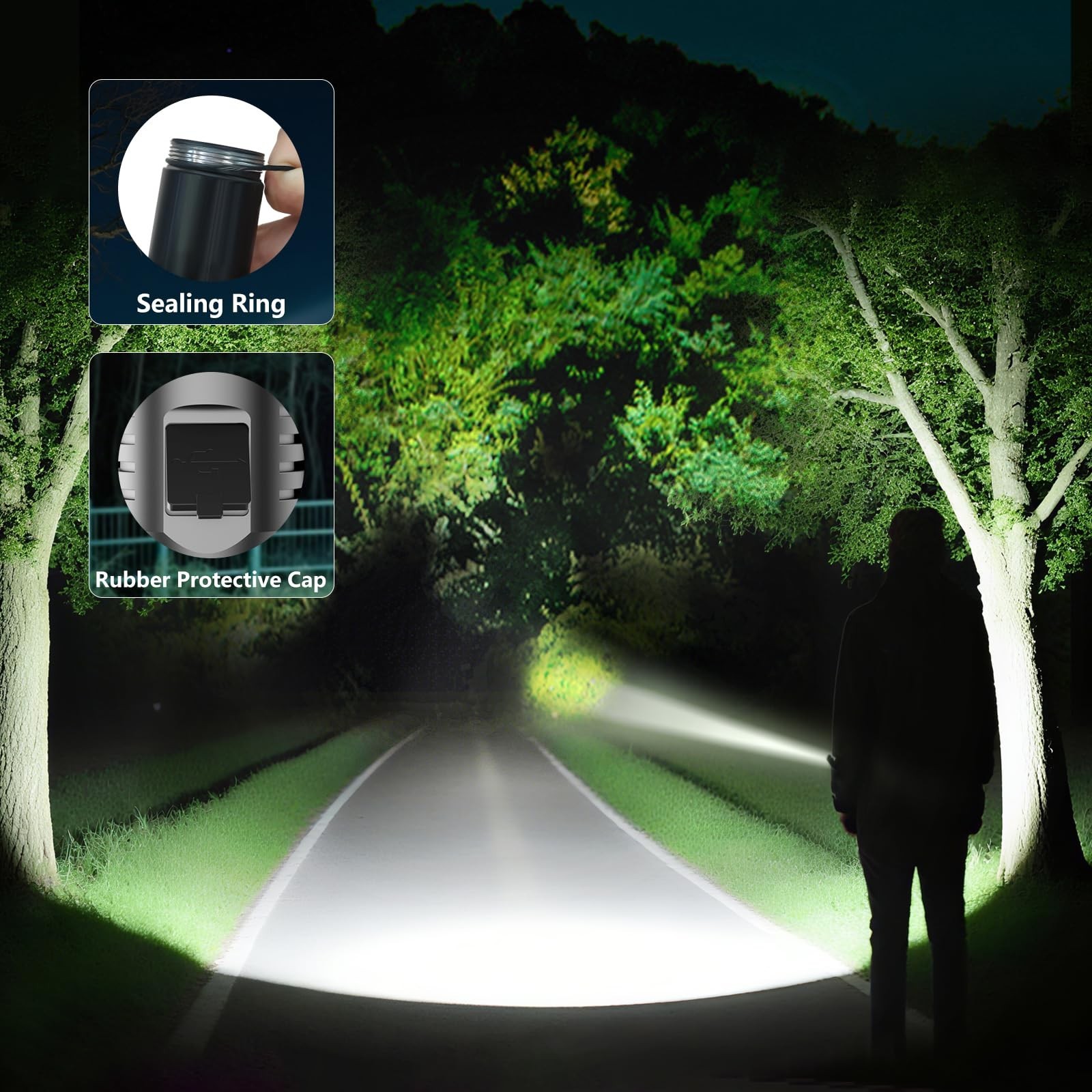 SKYFIRE LED Flashlight High Lumens,5000mAh Super Bright Rechargeable Flashlig...