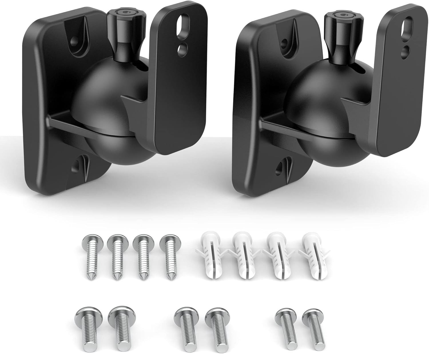 Sturdy Wall Mount Brackets for Bookshelf Speakers - 2-Pack, Adjustable, Black