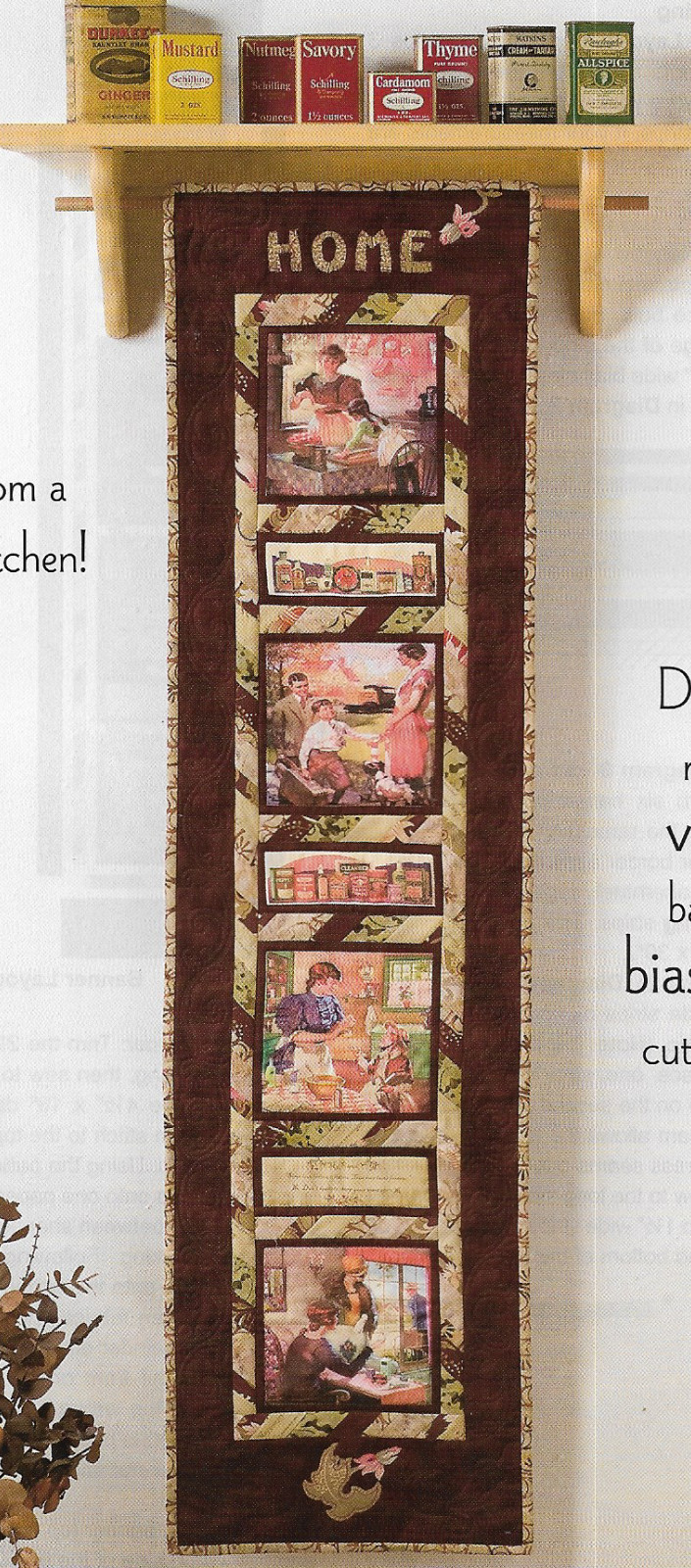 Pepper and Spice Kitchen Banner Quilt quilting pattern instructions