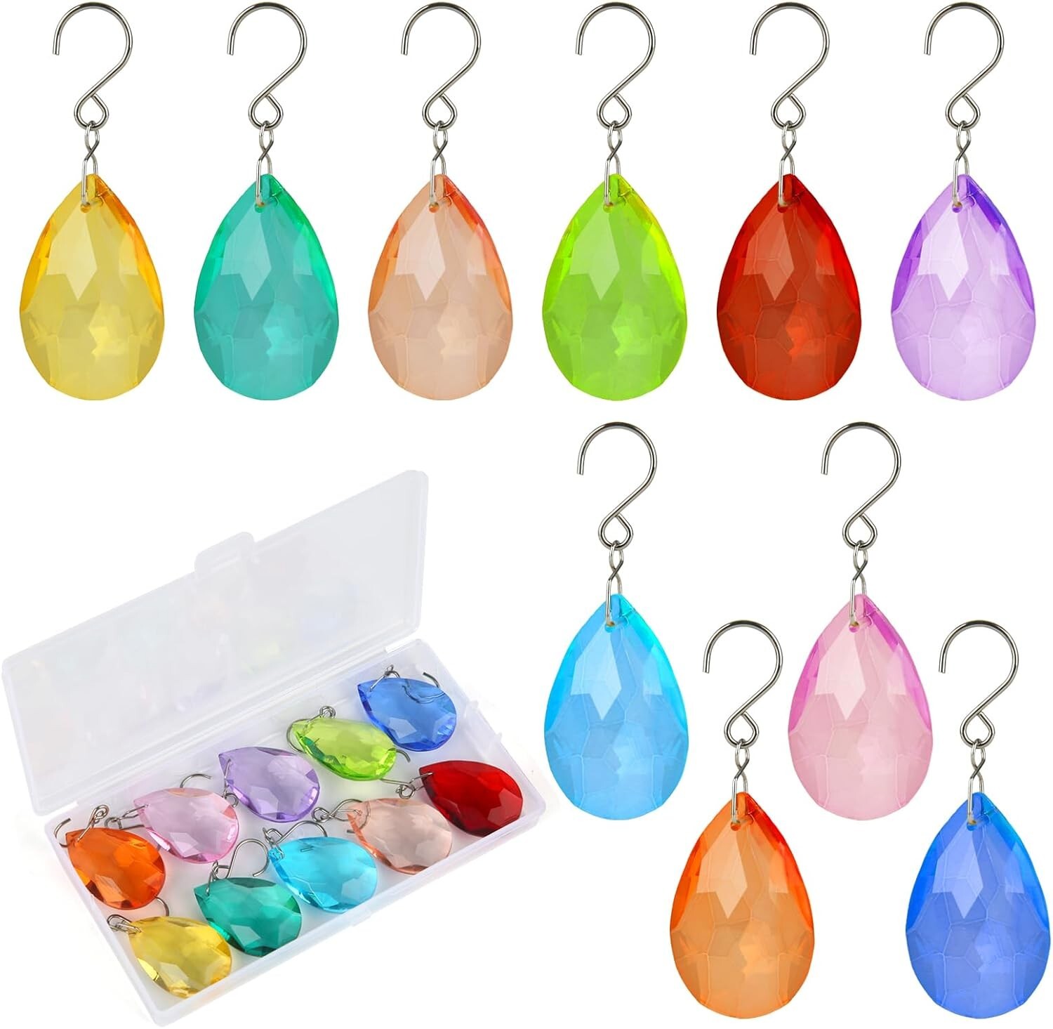 38mm Crystal Suncatcher Prism 10pcs Multicolor Teardrop Crystals Chandeliers New