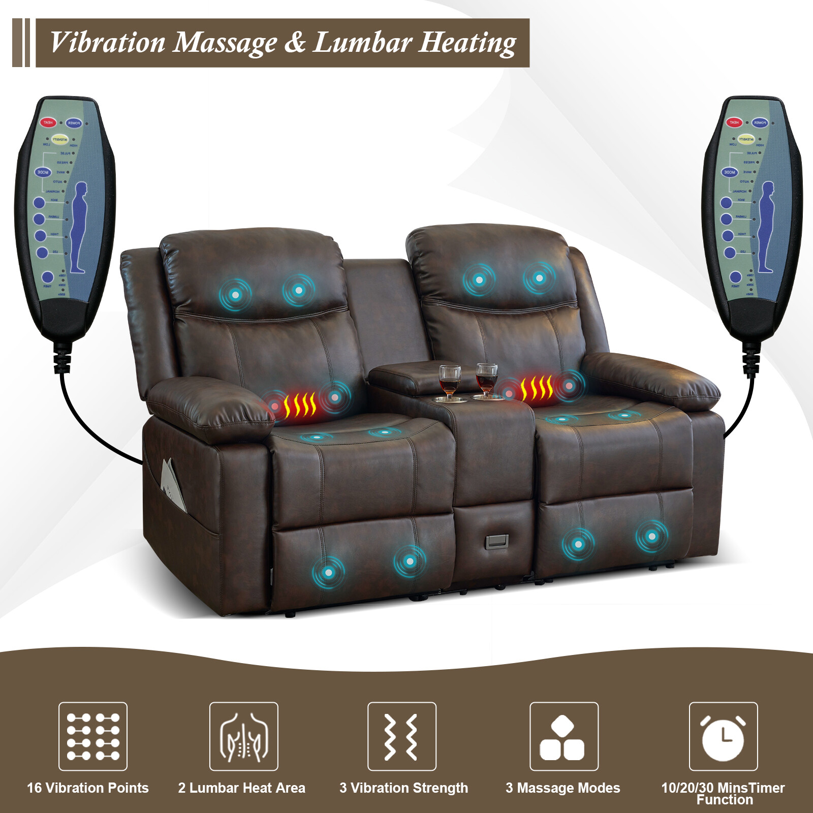 Loveseat Recliner, Reclining Loveseat with Console, Double Reclining Loveseat