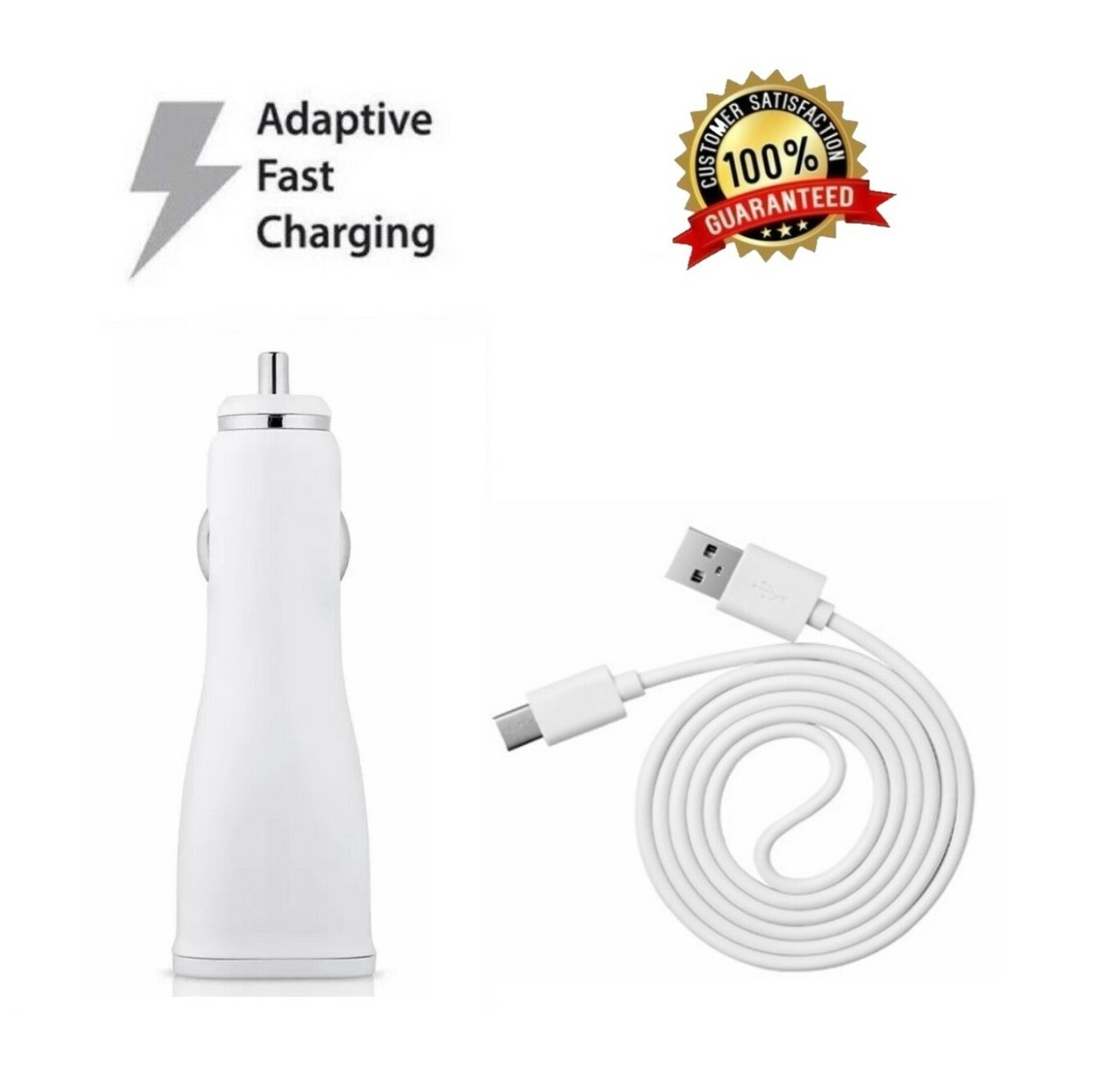 Adaptive Fast Car Charger+ Type-C Cord Cable for Samsung Galaxy A10e A50 A70 A71