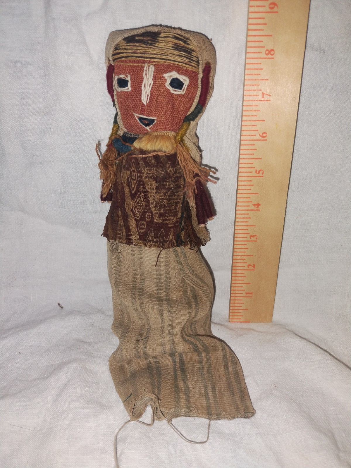 GENUINE PRECOLUMBIAN CHANCAY CLOTH DOLL FROM PERU ANCIENT TEXTILES