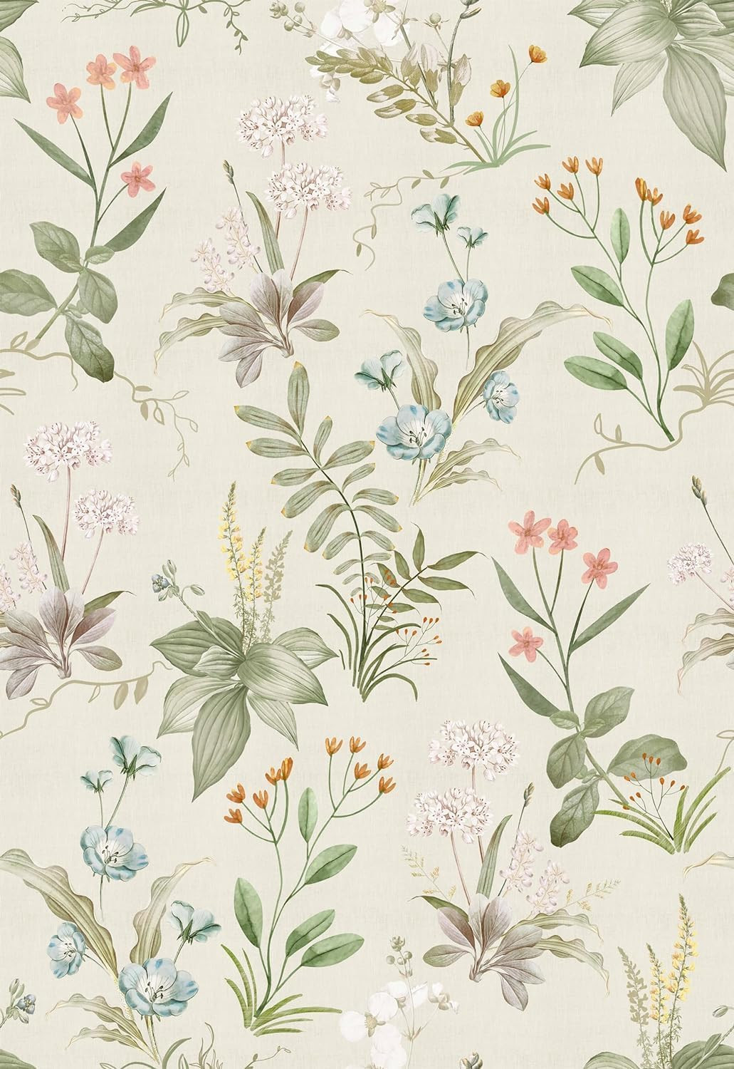 Vintage Wallpaper Peel and Stick Beige Floral Contact Paper Wildflowers Botanica