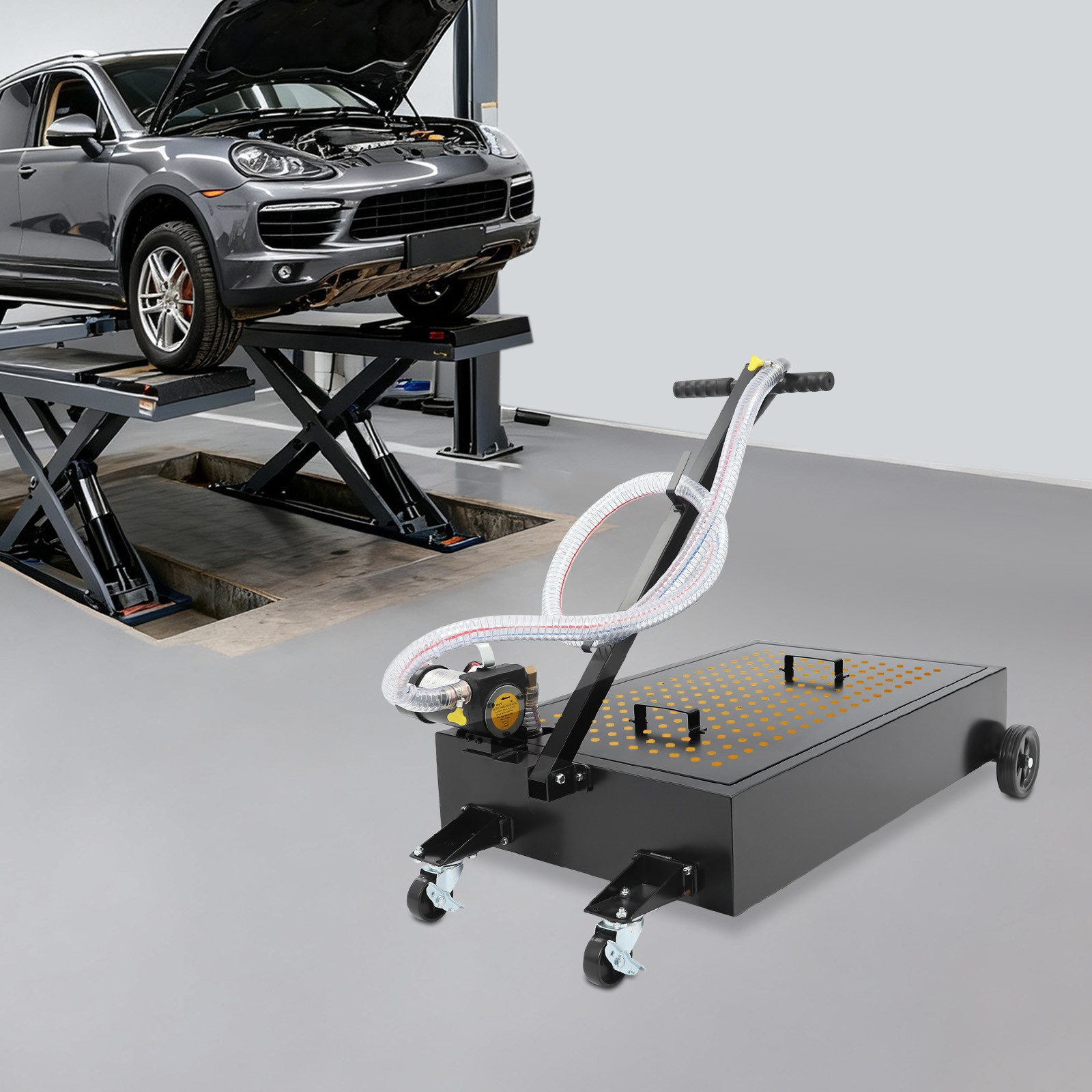 64.35L Oil Drain Pan With Pump Oil Drain Pan Oil Drain Cart 155W 17 Gallon