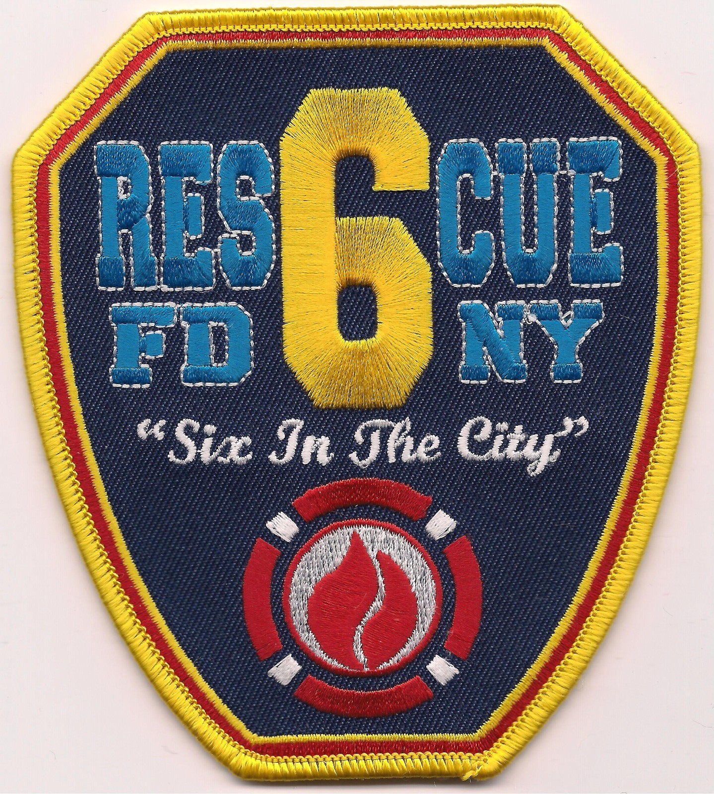 New York City  FDNY Rescue - 6 "Six in the City" (4" x 4.5" size) fire patch