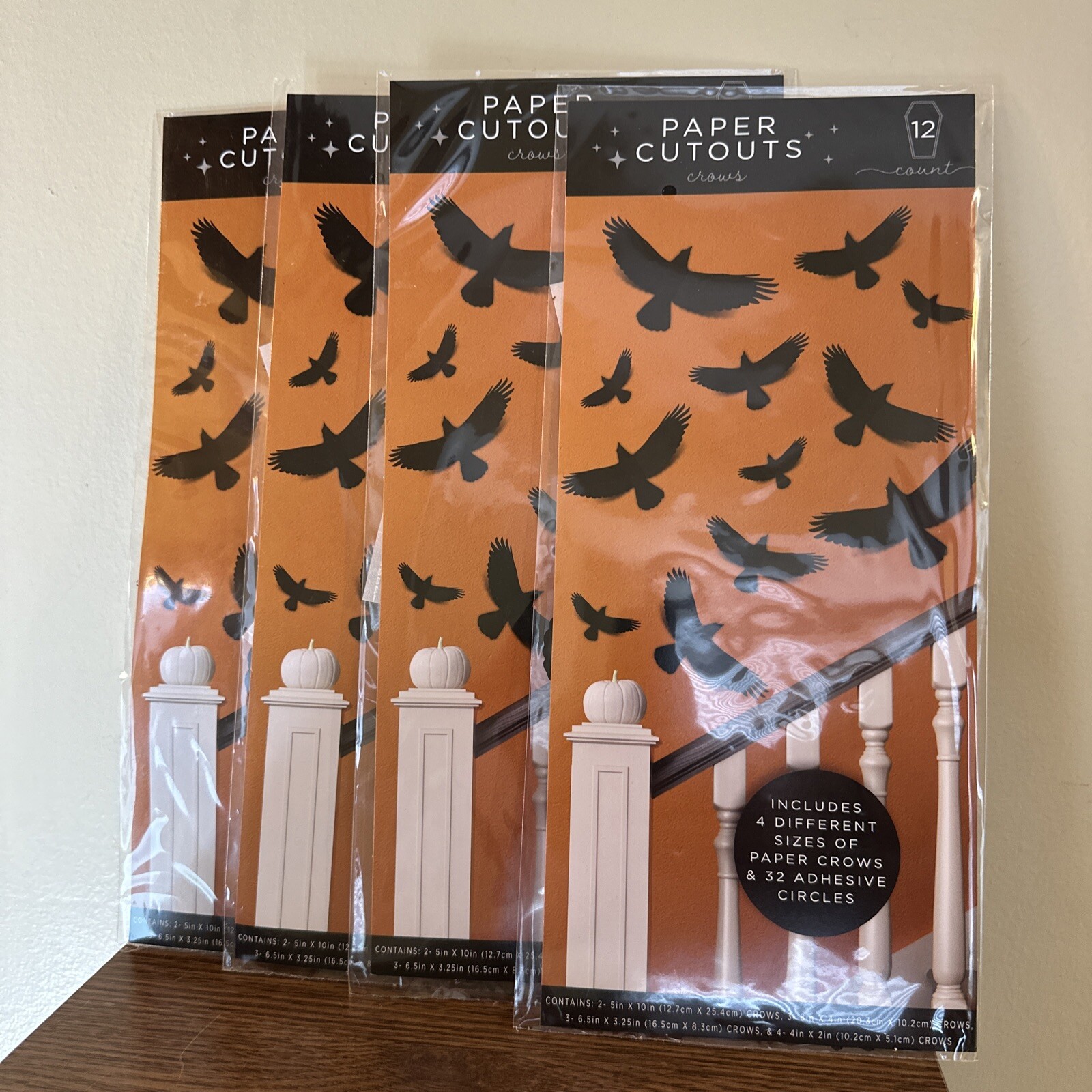 Paper Cutout Crows Set Of 4 Packs (48 Total Crows) Adhesive Crafts Horizon Group