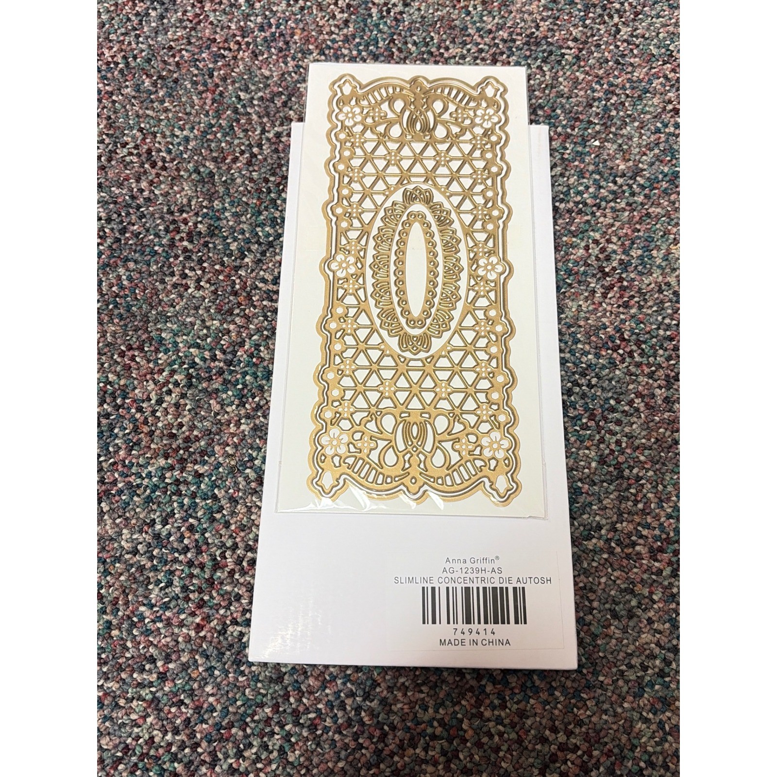 Anna Griffin Gold Metal Slimline Concentric Die 4"x9" New in Package