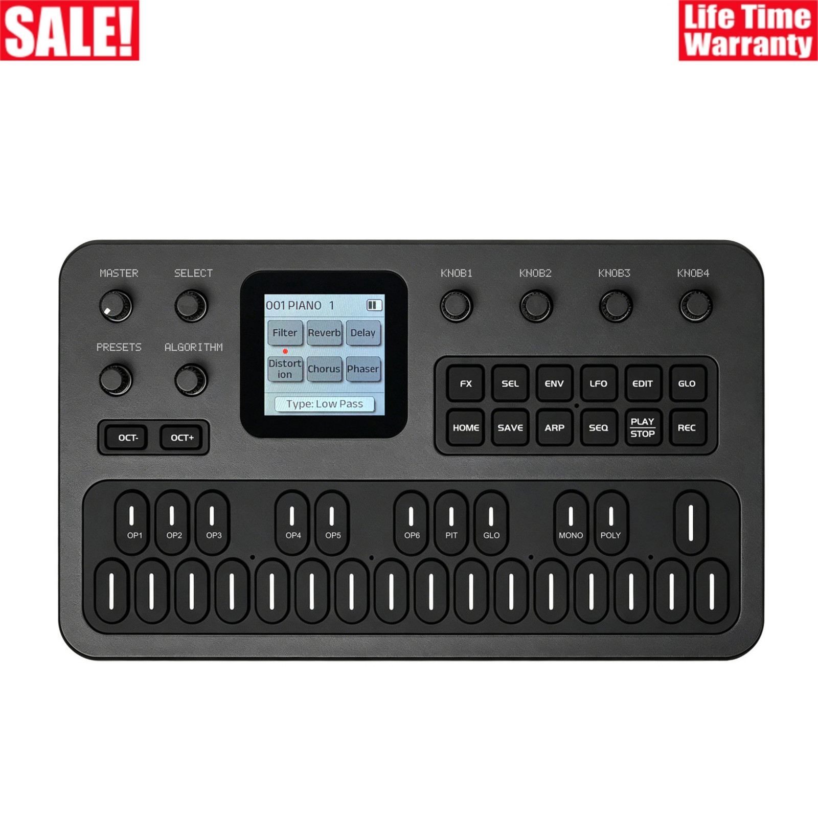 M-VAVE Audio FM Synthesizer 3Ch MIDI Built-in 6 Effects 3.5mm Stereo Output