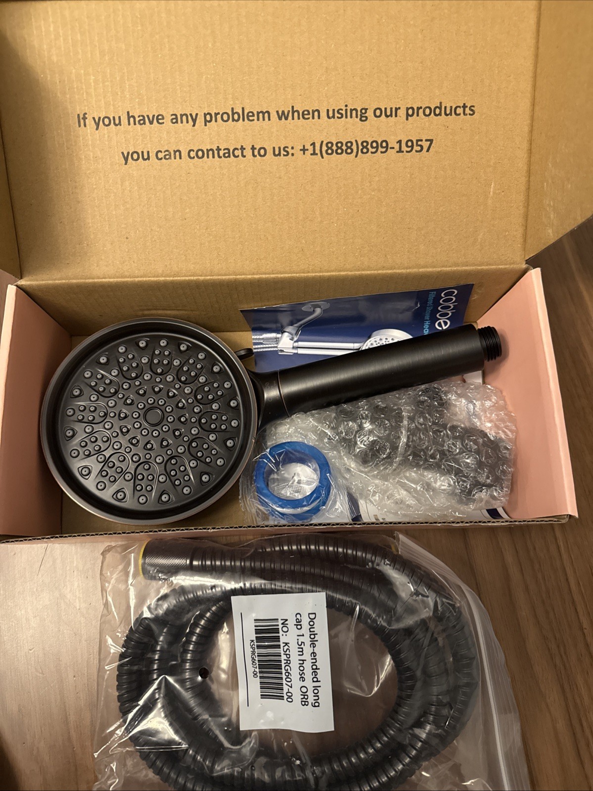Cobbe KSCD403-3 2.5GPM 6 Function Matte Black Shower Head with Filters