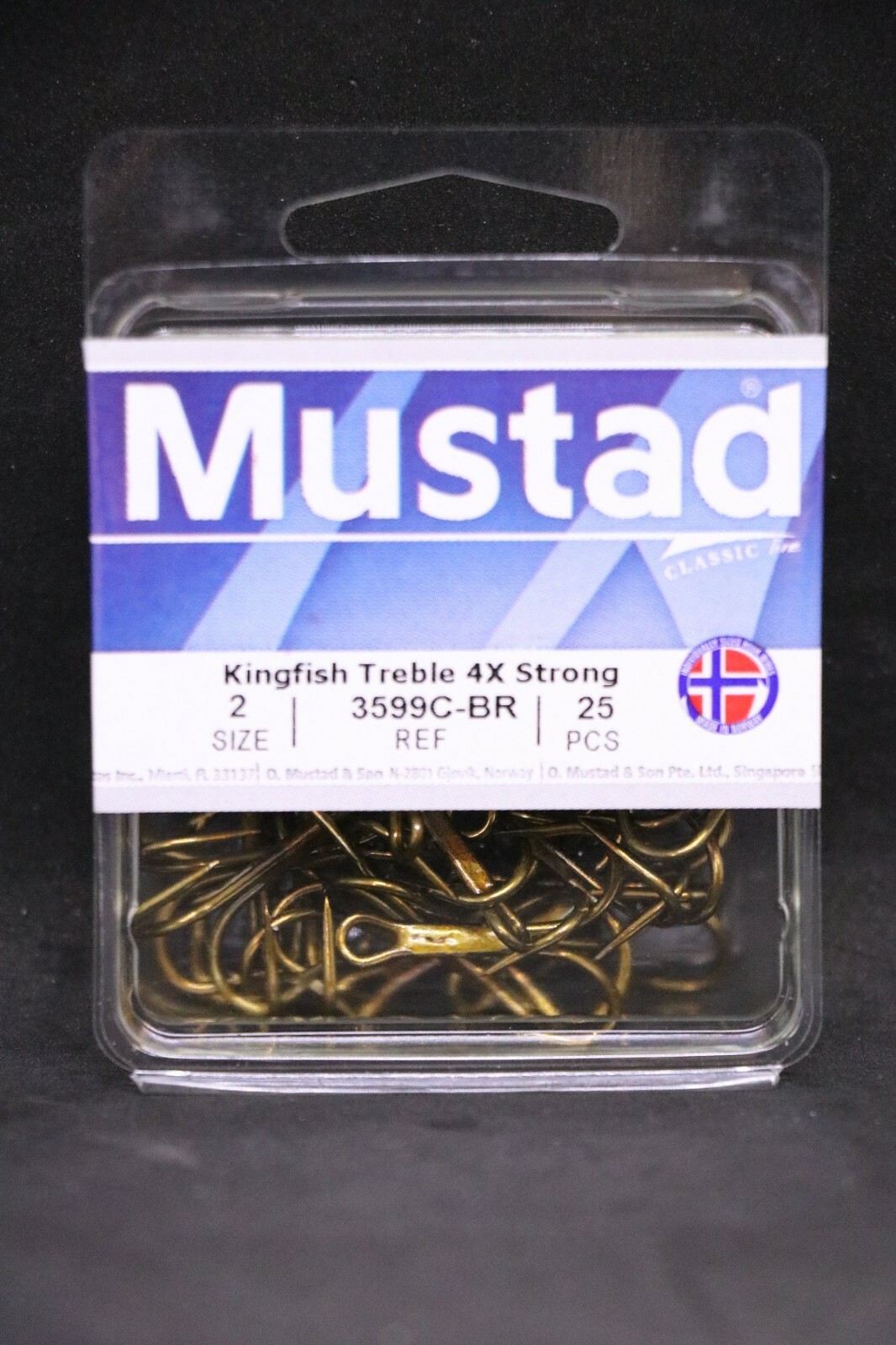 25 Mustad 3599CBR-02 4X Strong Kingfish Bronze - Size 2 - Treble Hooks