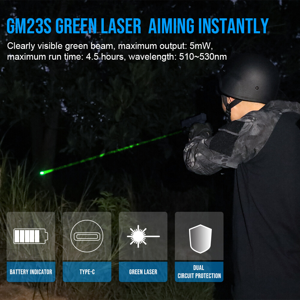 Trustfire Green Pointer Rechargeable Tactical Pistol Light Weapon Gun Flashlight