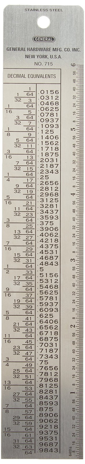 General Tools 715 Tap and Drill Reference Table Silver, Black