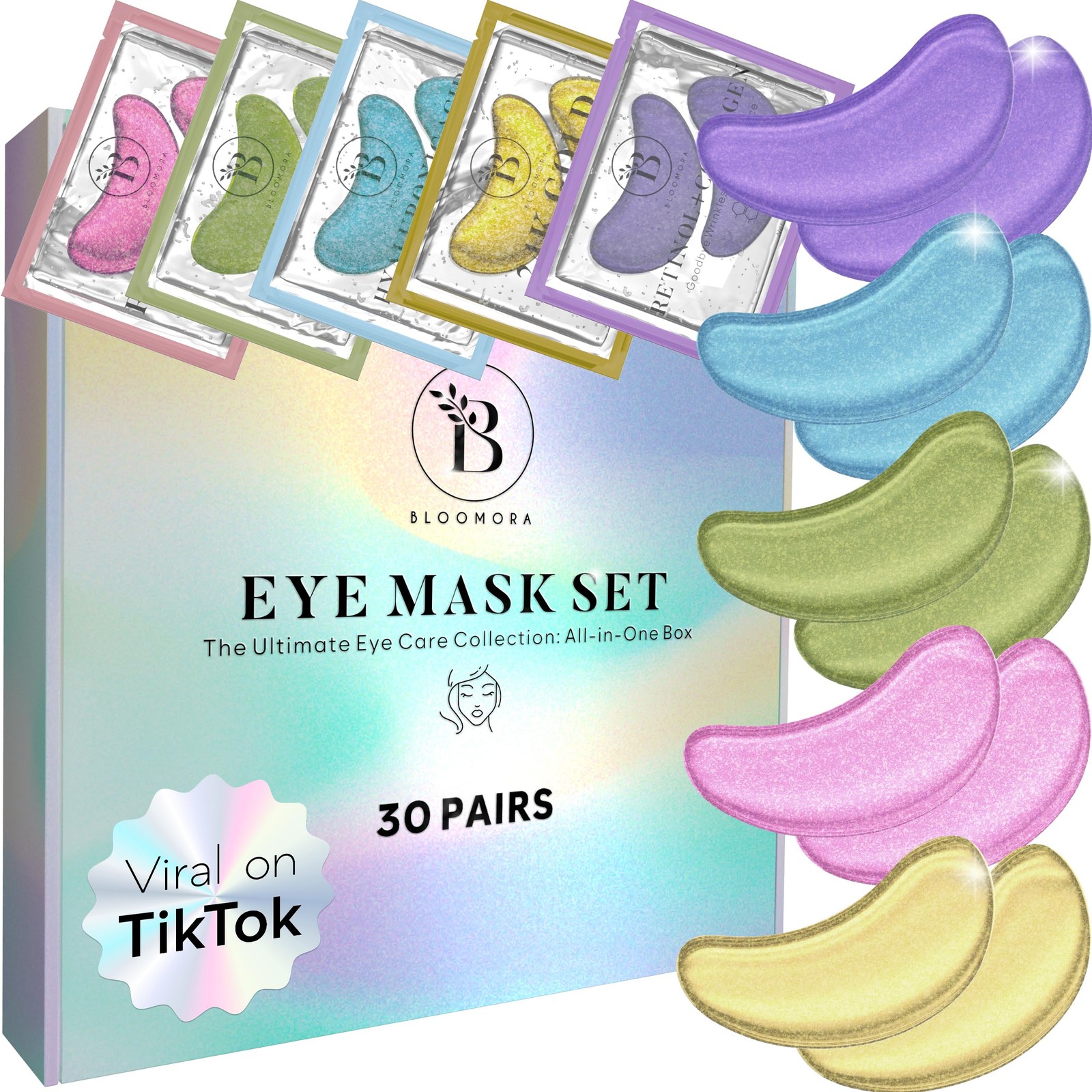 BLOOMORA Variety Under Eye Patches (30 30 Count (Pack of 1), Multi-colored