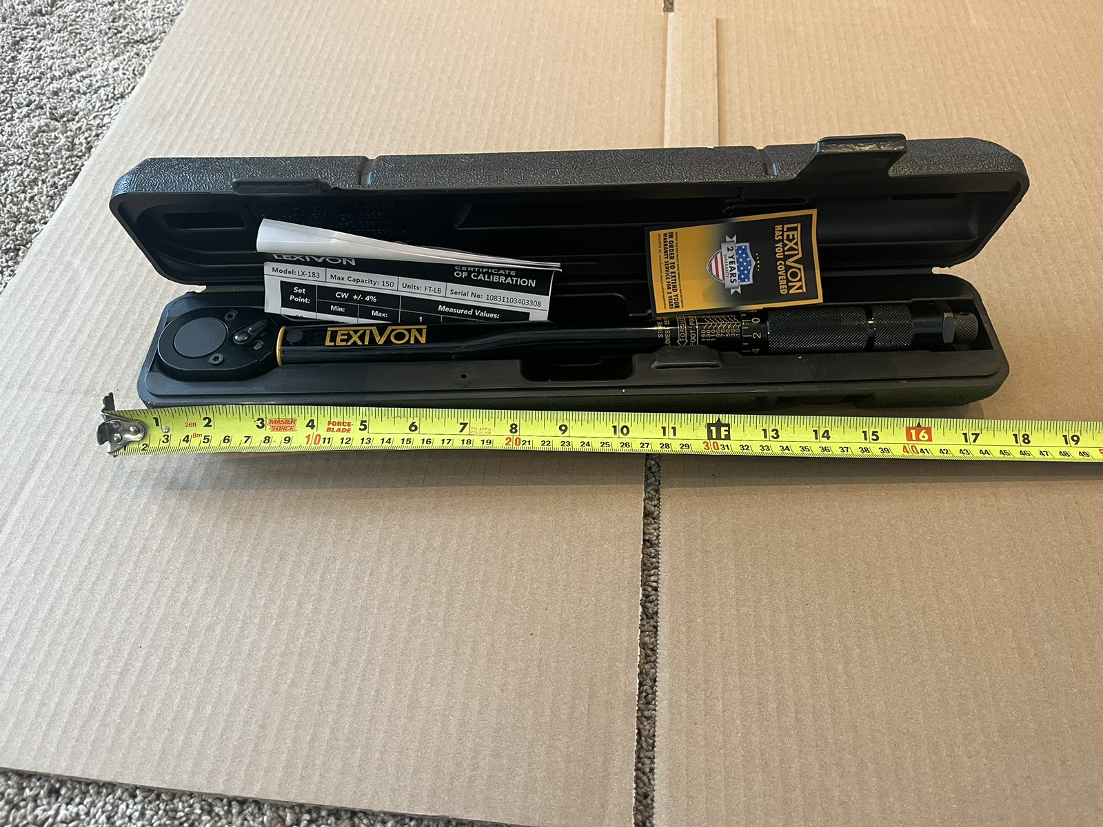 LEXIVON 1/2-Inch Drive Click Torque Wrench 10~150 Ft-Lb/13.6~203.5 Nm LX-183