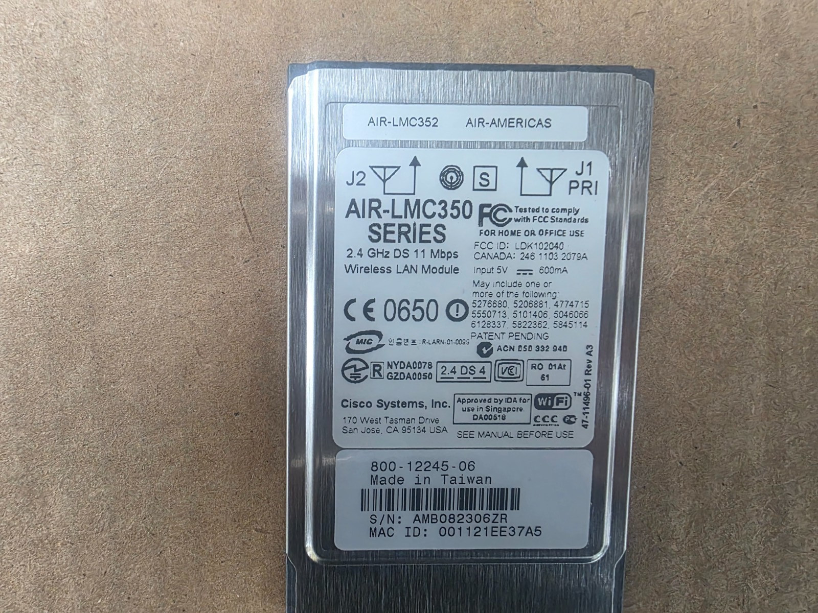 Cisco AIR LMC-352 Wireless Lan Card Used But In Great Condition!