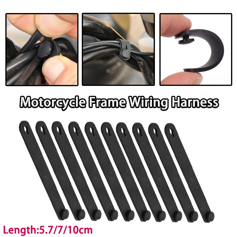 Motorcycle Frame Wiring Harness Flexible Rubber Cable Ties Length 5.7/7/10cm