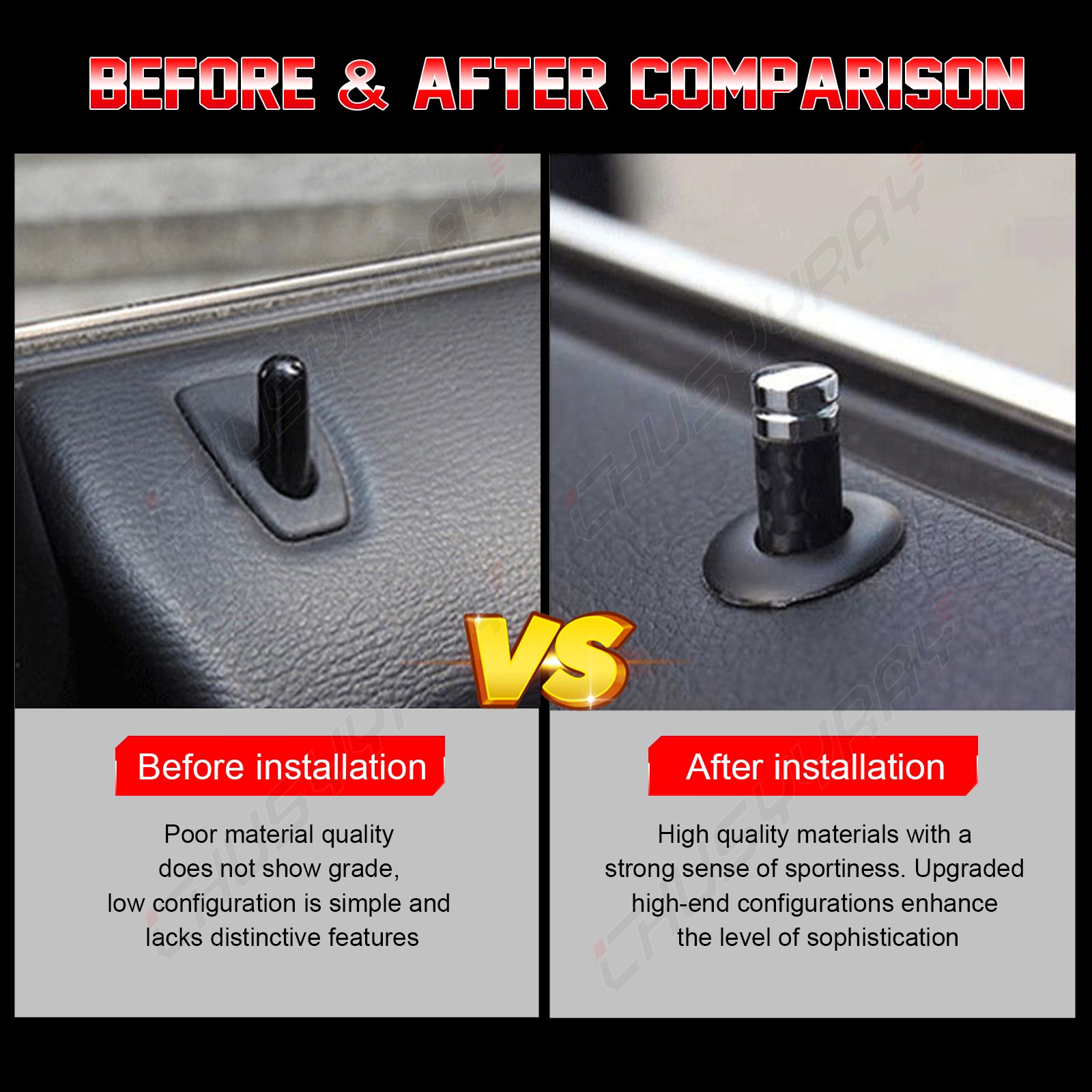 4 door lock knob pins, car interior cover pull rod