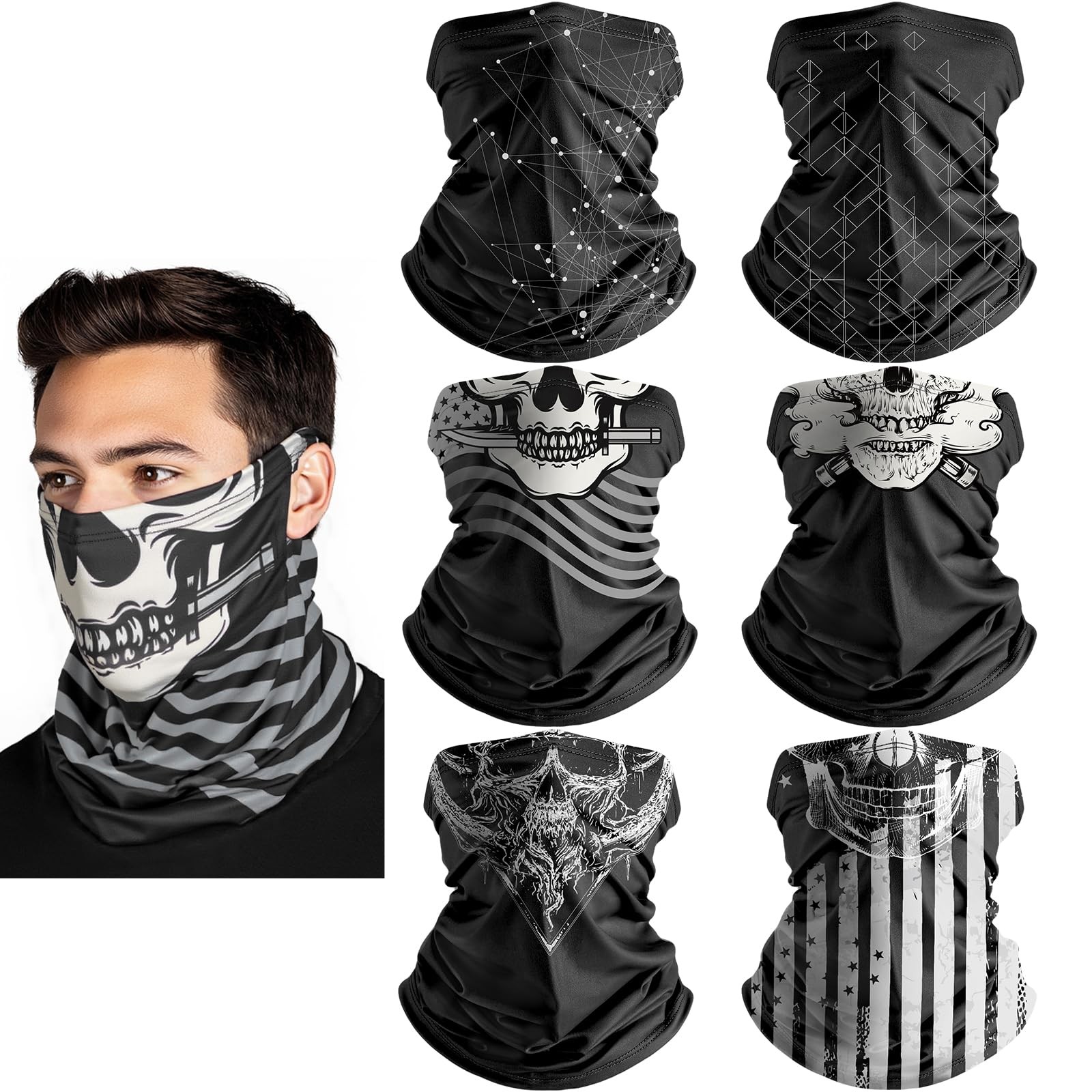6 Pack Summer Neck Gaiters  UV Protection Cooling Face Masks for All