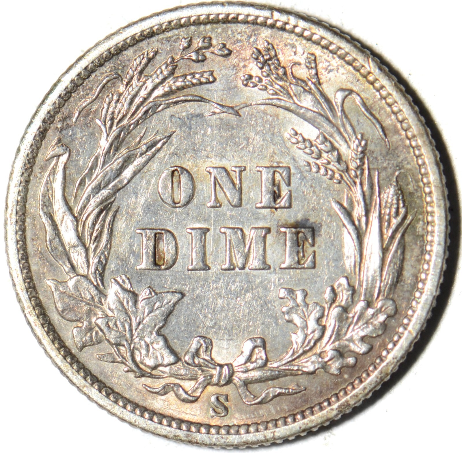 1900-S Barber Dime - AU Details - Cleaned
