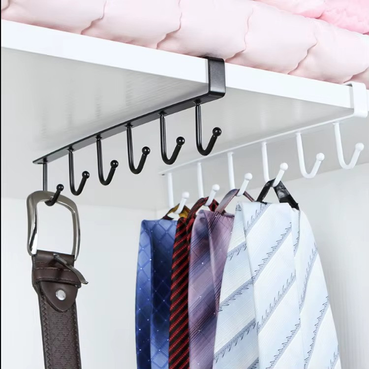 6 Hook Under Cabinet Mug Holder Kitchen Cup Hanger Coffee Mug Hanging Hooks
