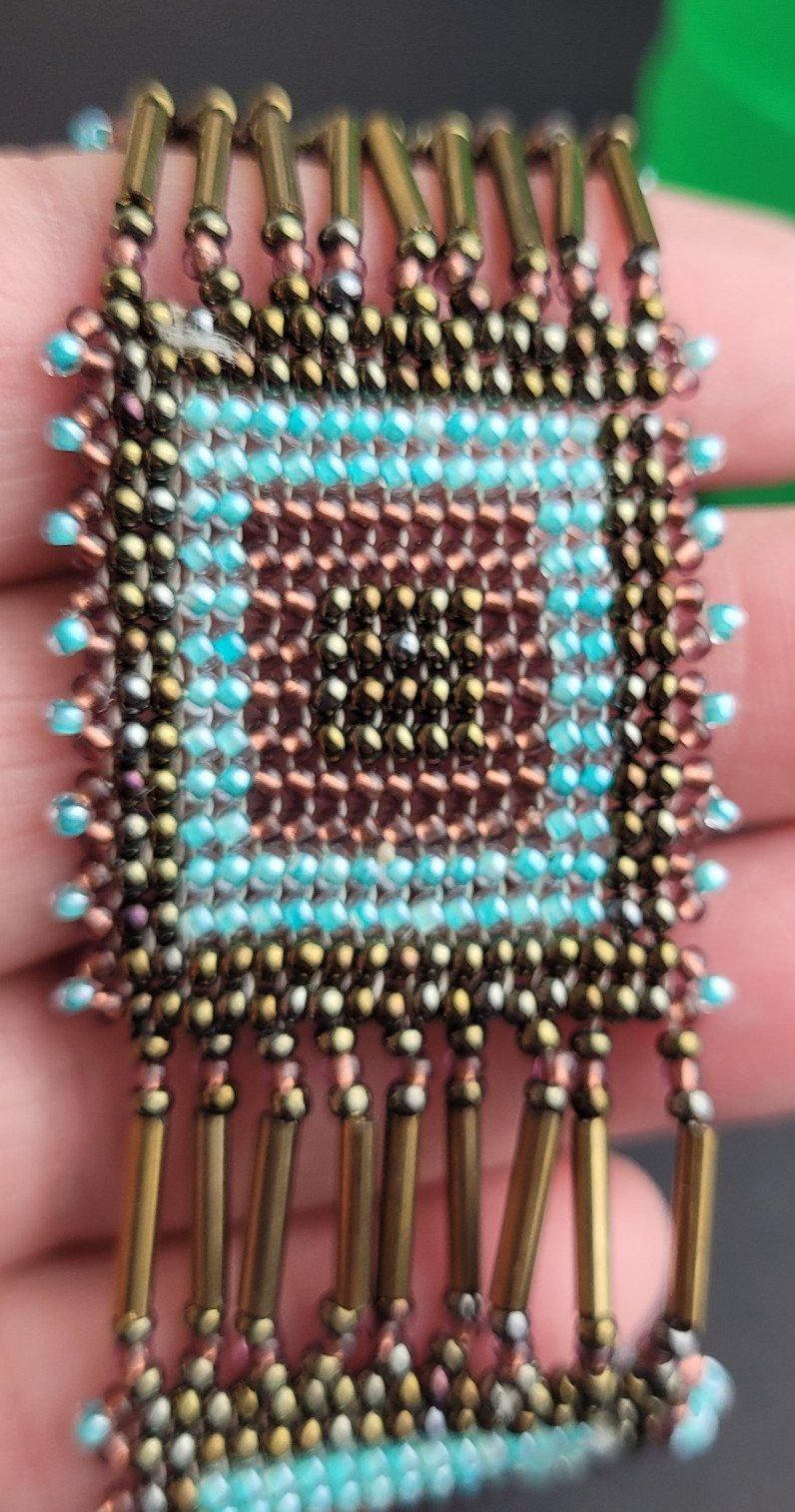 BOHO Seed Bead Adjustable Bracelet Handmade Blue Brown Mauve 5.5-7"