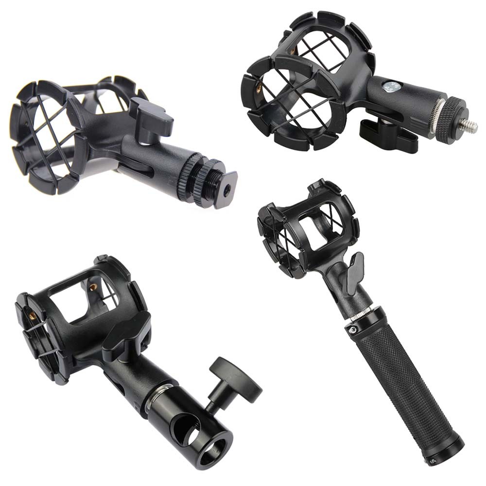 CAMVATE Microphone Shock Mount with Hot Shoe& 1/4" Screw/Light Stand Head/Handle