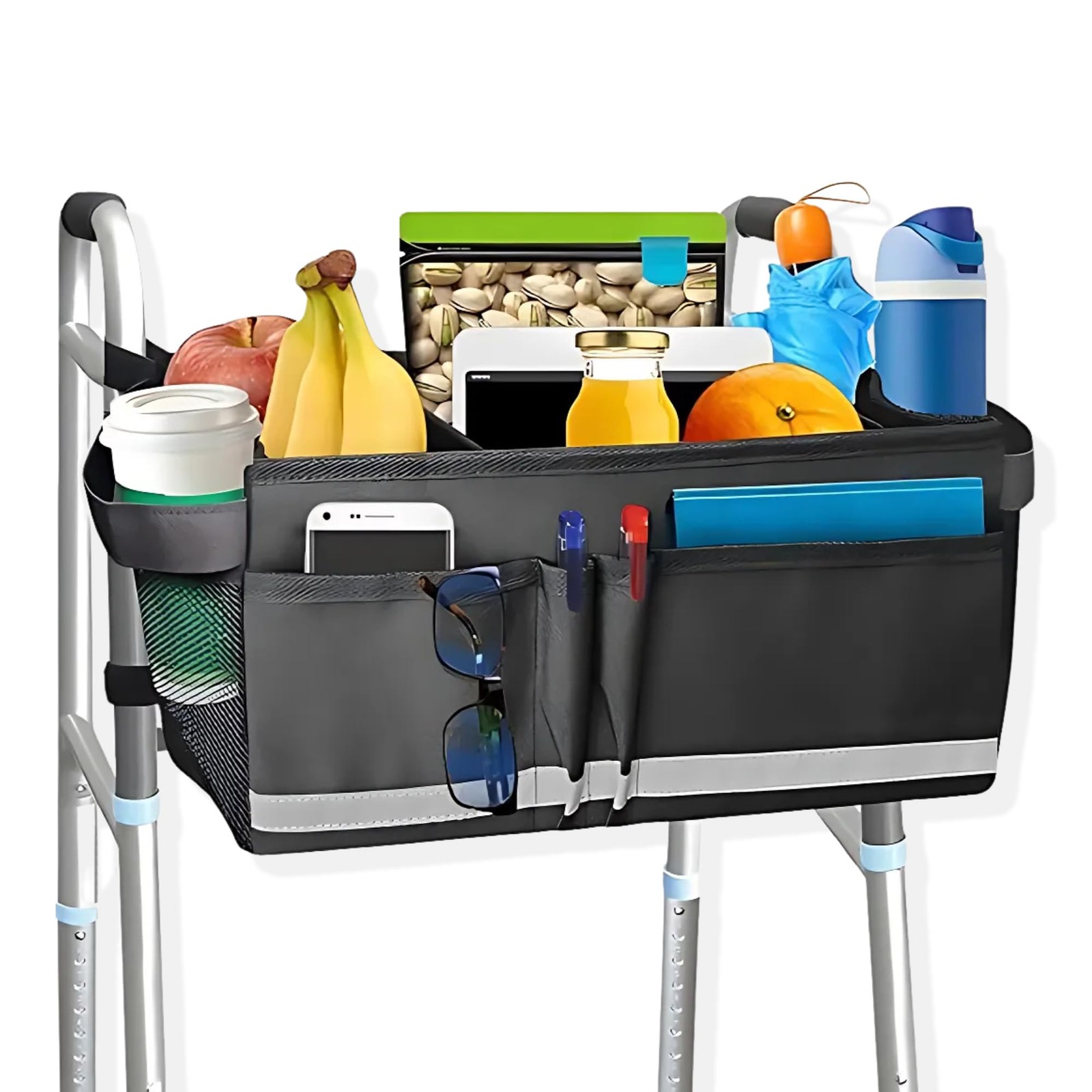 Aliseniors Walker Basket Accessories for Folding Big Capacity, Black