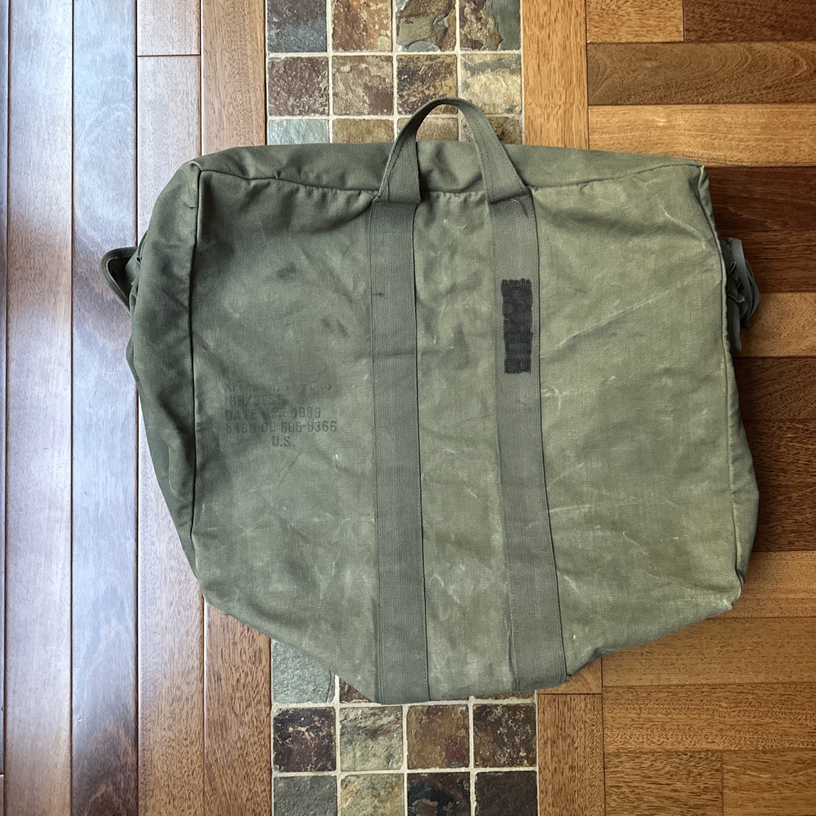 Vintage Kit Bag Flyers Sage Green US Military 1989 Duffel USA Canvas Zipper