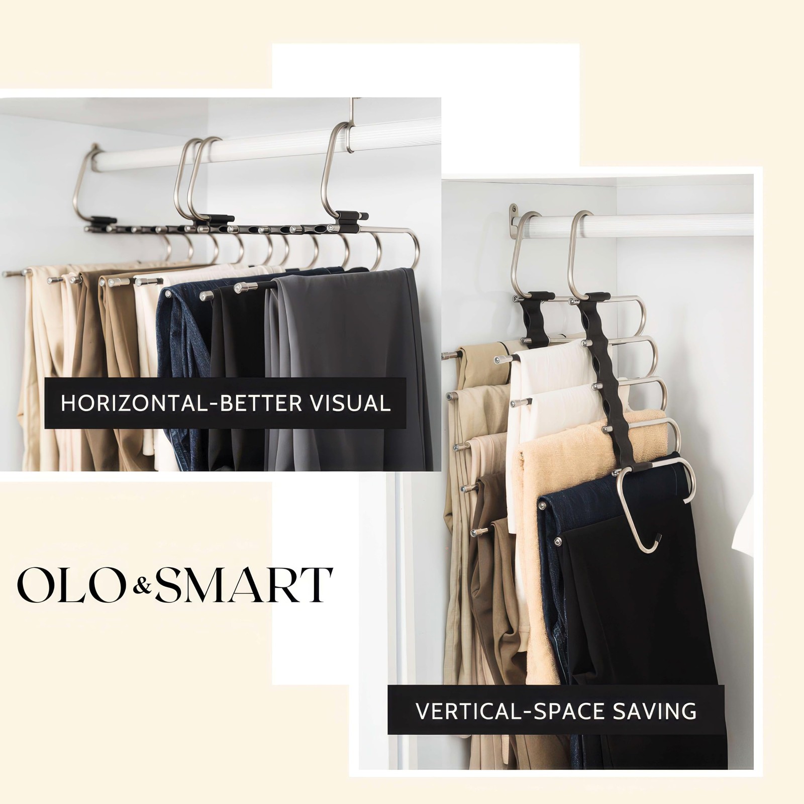 2 Pack Pants Hangers Space Saving- Multi Pants Hanger Save 80% Space - 5 in 1...