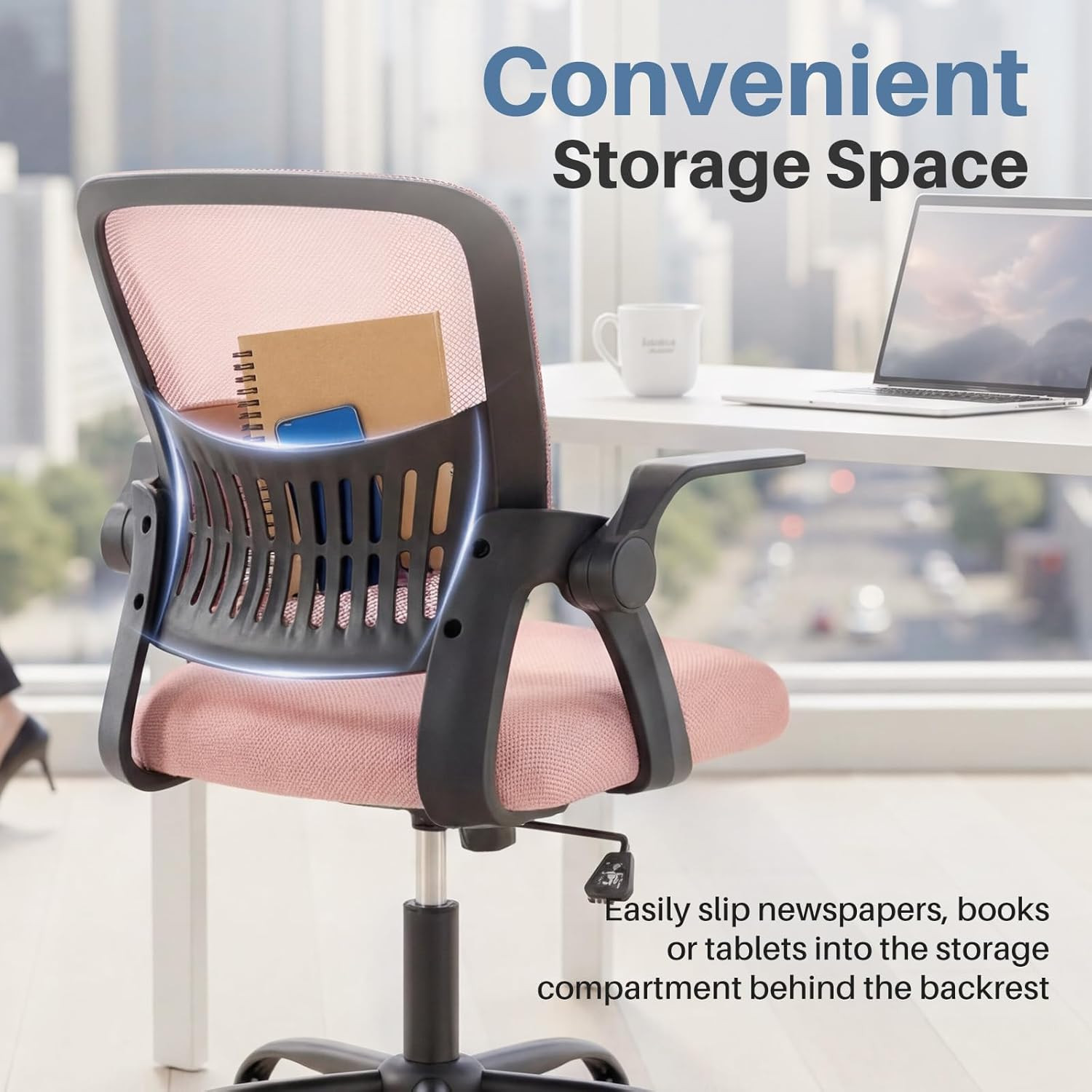 Home Office Desk Chair - Ergonomic Computer Mesh Chair with Lumbar Support & Roc