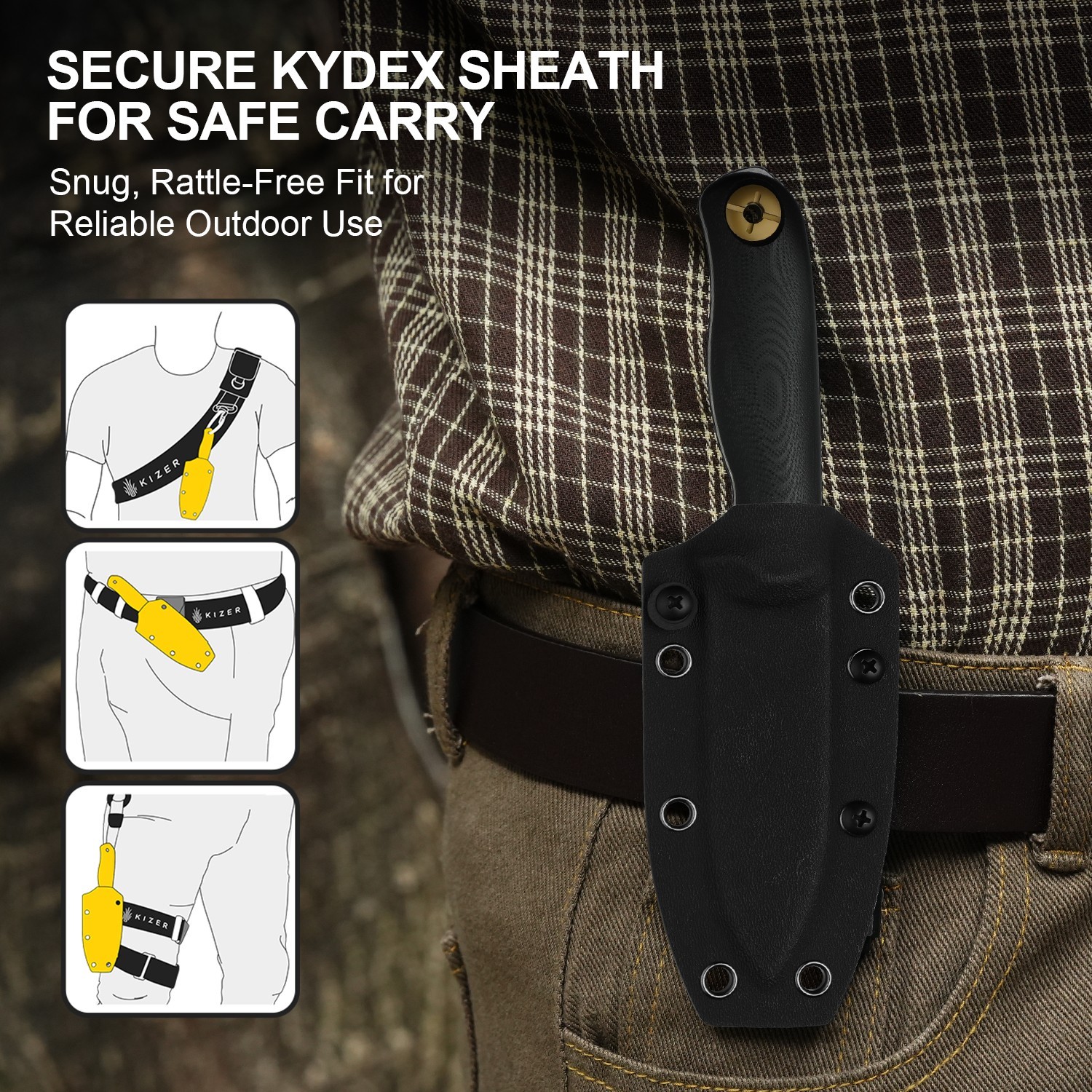 Kizer Drop Bear Fix 3 Fixed Knife 14C28N Blade G10 Handle Medium Size 1101A1