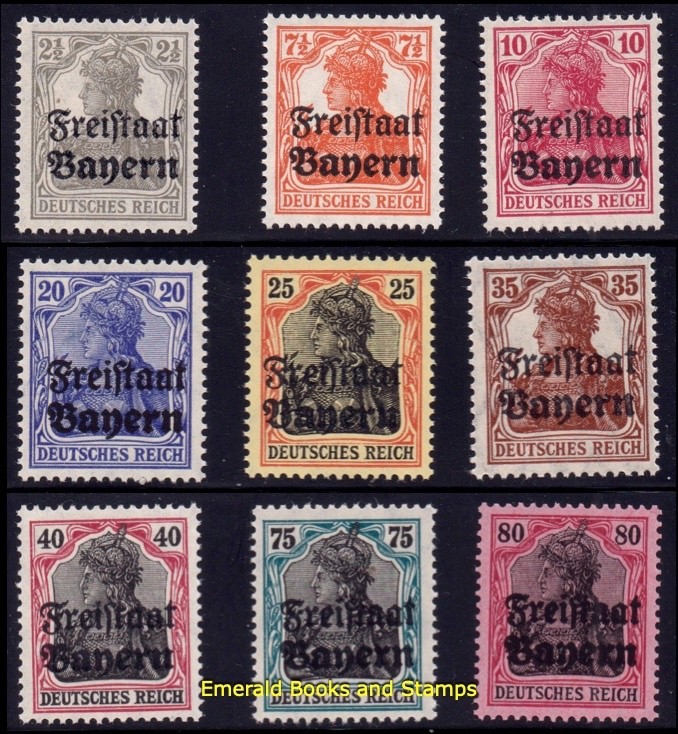 EBS Bavaria 1919 - Germania Overprinted Freistaat - Michel 136/147 (short) - MH*