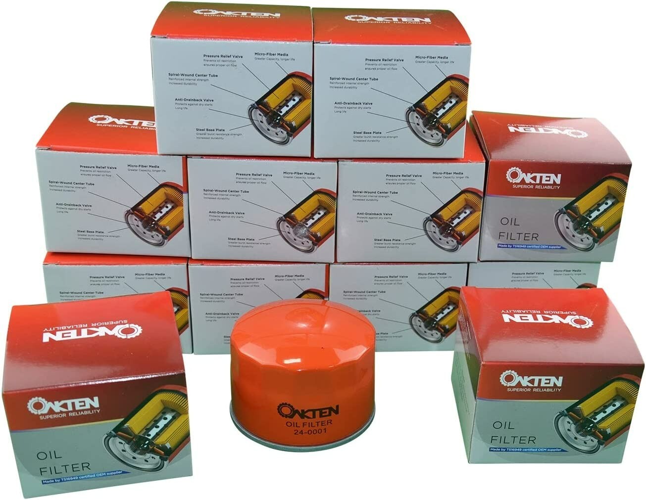 OakTen Replacement Oil Filter for 492932 695396 696854 49065-7007, Pack of 12
