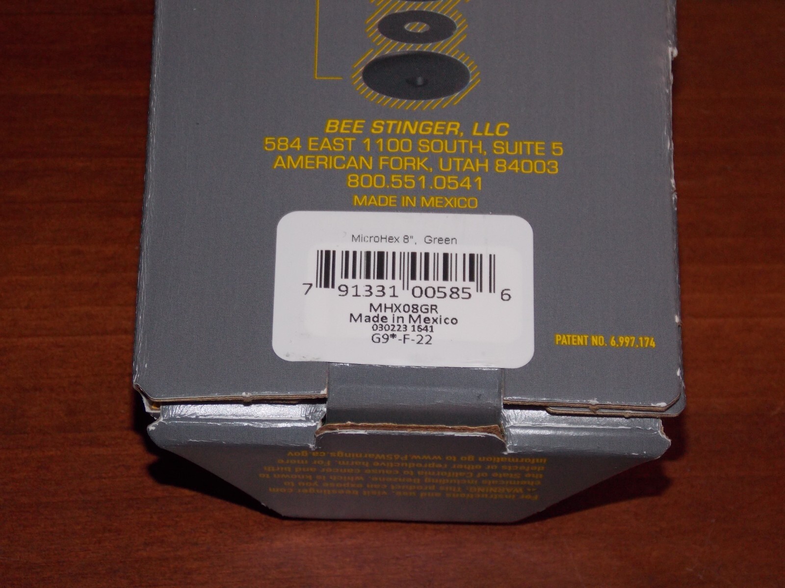 Bee Stinger MicroHex 8" Stabilizer in Matte Black w/Green - B Stinger
