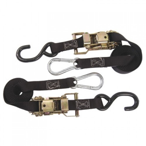 Rider Cargo Ratchet Tie Downs W/Carabiner Black RC-1923