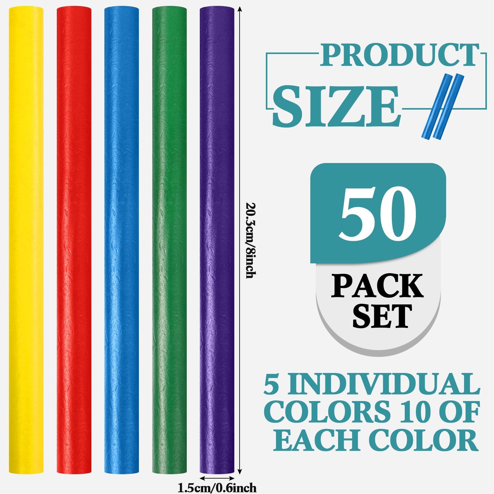 50 Pcs Rhythm Sticks for Kids Classroom Activities, 5 Colors 8 Inch Set of Mu...