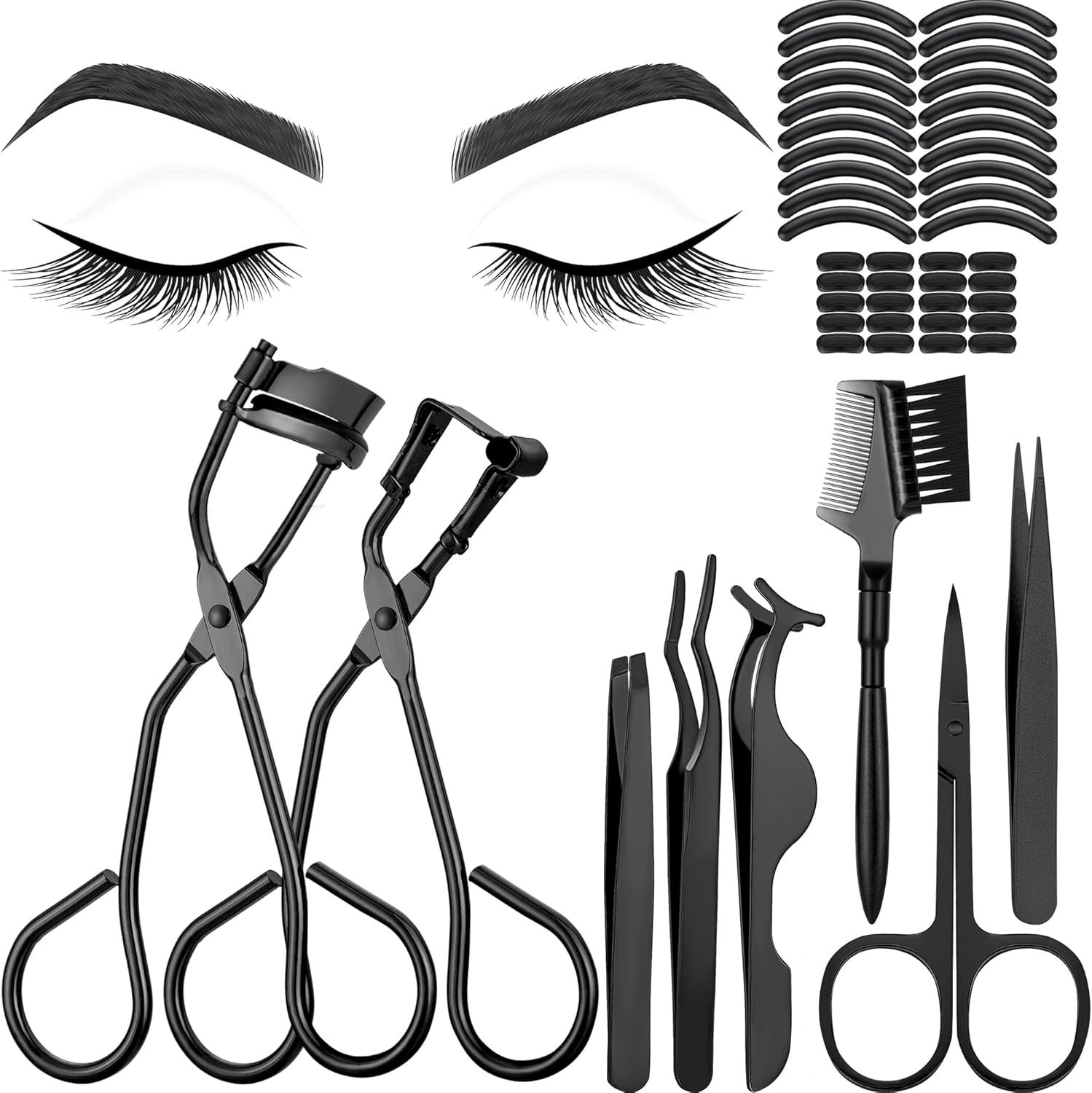 Juego de 48 herramientas de maquillaje para rizar pestañas, incluye mini kit.