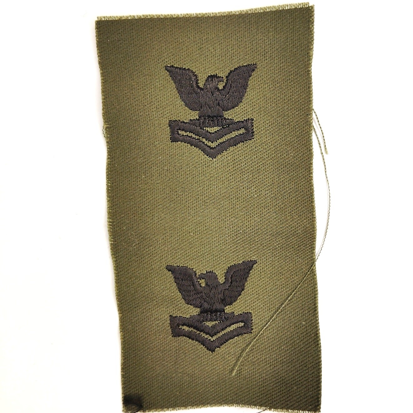 US Navy PO2 E‑5 Subdued Collar Devices ODG 4" × 2‑1/8" Sew‑On Pair