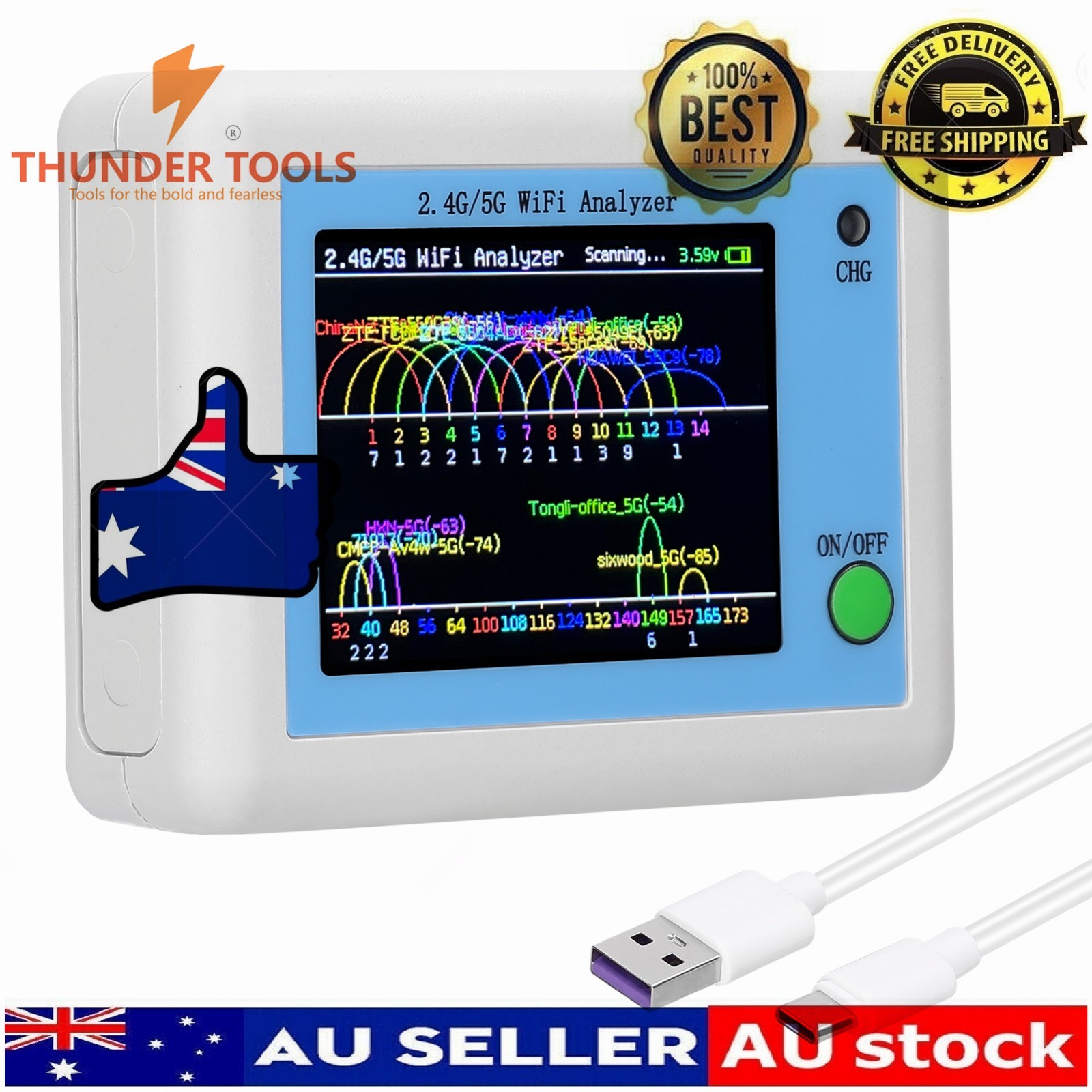 Thunder Tools WIFI Signal Scanner 2.4G/5G WIFI Signal Usage Analyzer