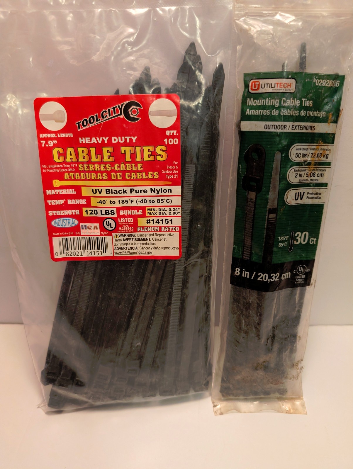 CABLE TIES Pool City 100 black Utilitech 30 black Heavy Duty Lot NIP