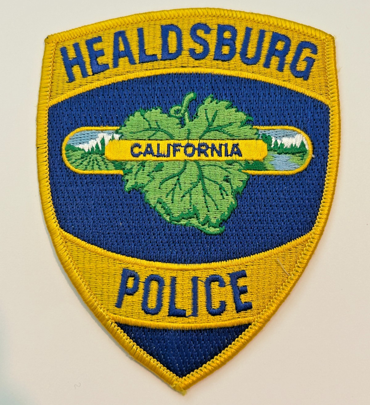 Healdsburg California Police Blue Letters Yellow Bands Embroidered Patch Unused