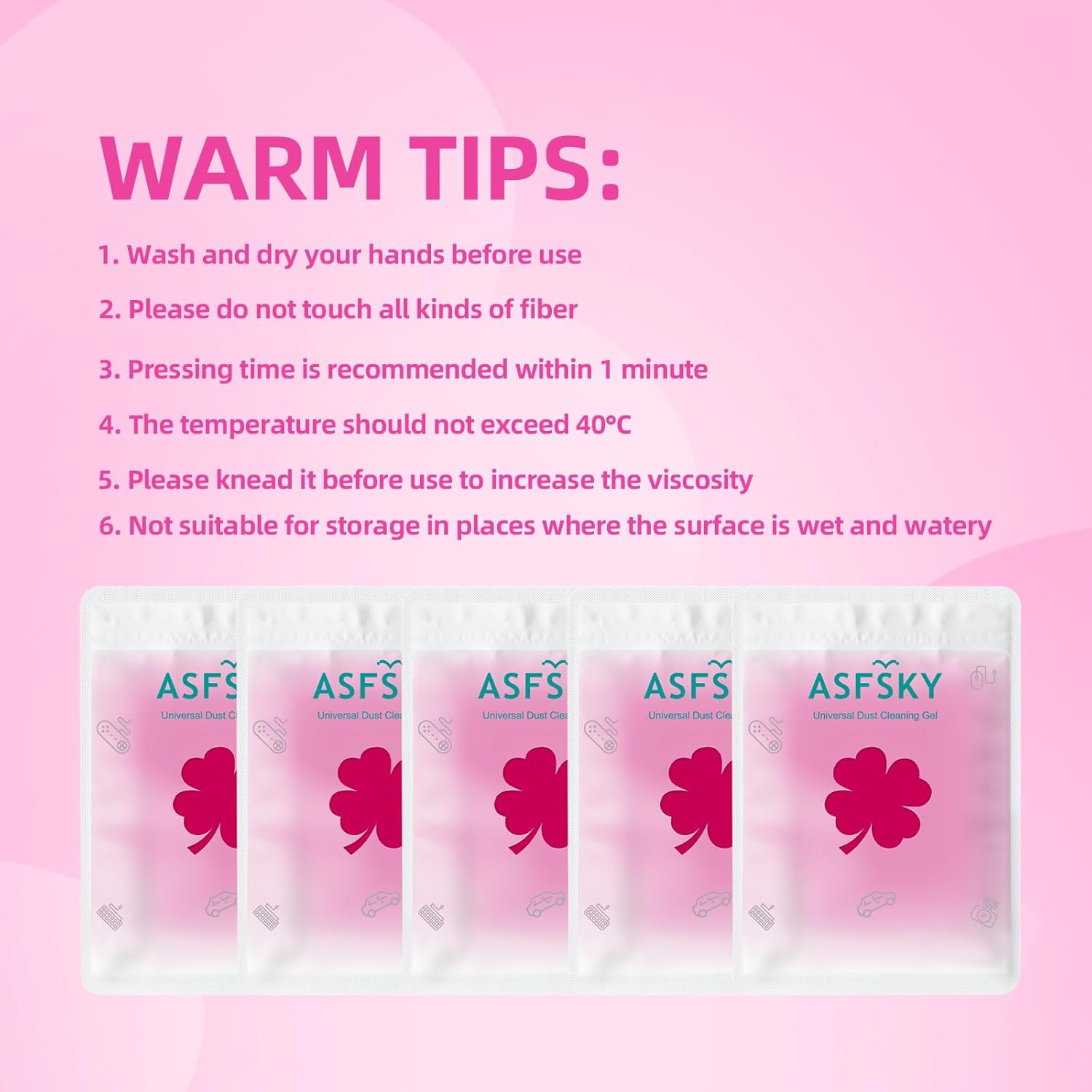 Reusable Cleaning Gel for Car Interior, Keyboard & Home – 5 Pack (90G Each), Sti