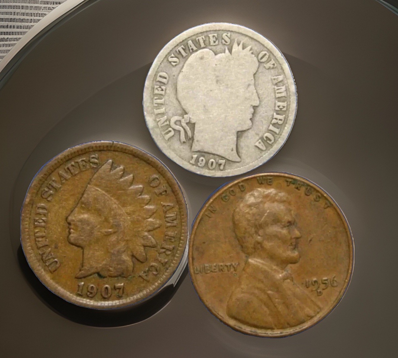Lot Of 3 Vintage Coins Barber Dime, Indian Head Cent Wheat Cent FAST S&H