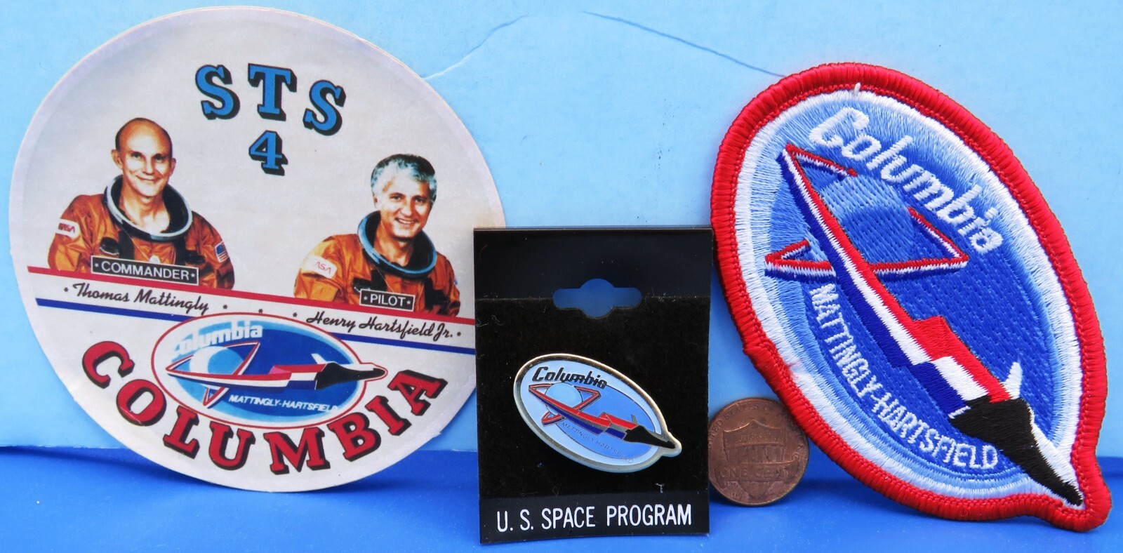 NASA Space Shuttle COLUMBIA Trio vtg STS-4 Mattingly Hartsfield STICKER PATCH